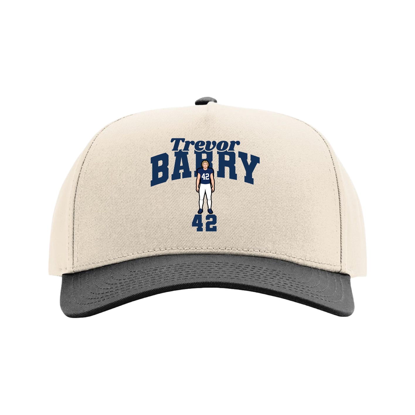 Full Fabric Five-Panel Champ Cap — Signature Arch in Cream/Black