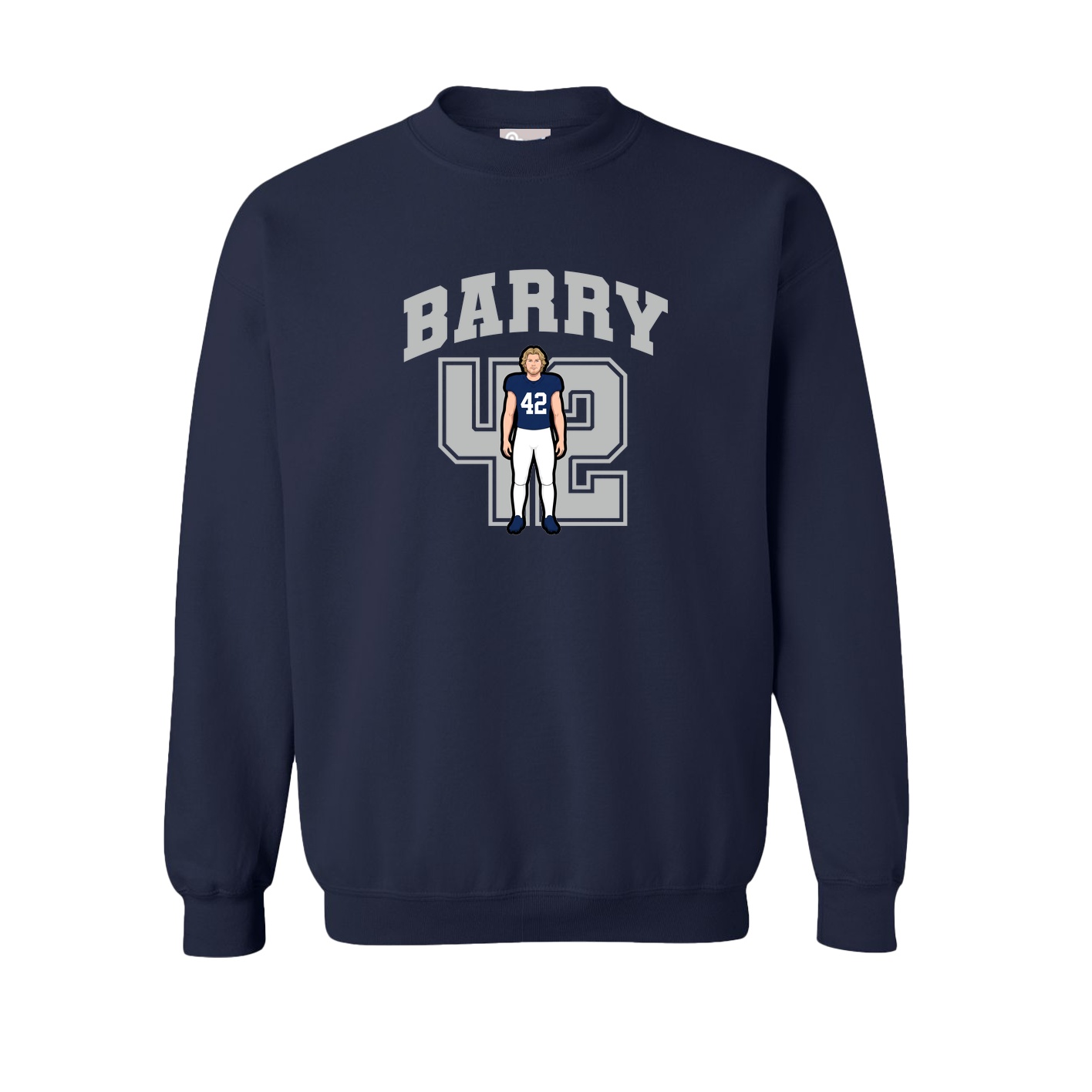 Fleece Crew — Number in Navy