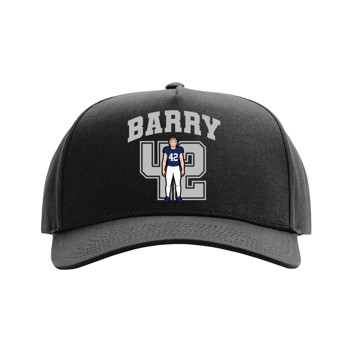 Full Fabric Five-Panel Champ Cap — Number in Black