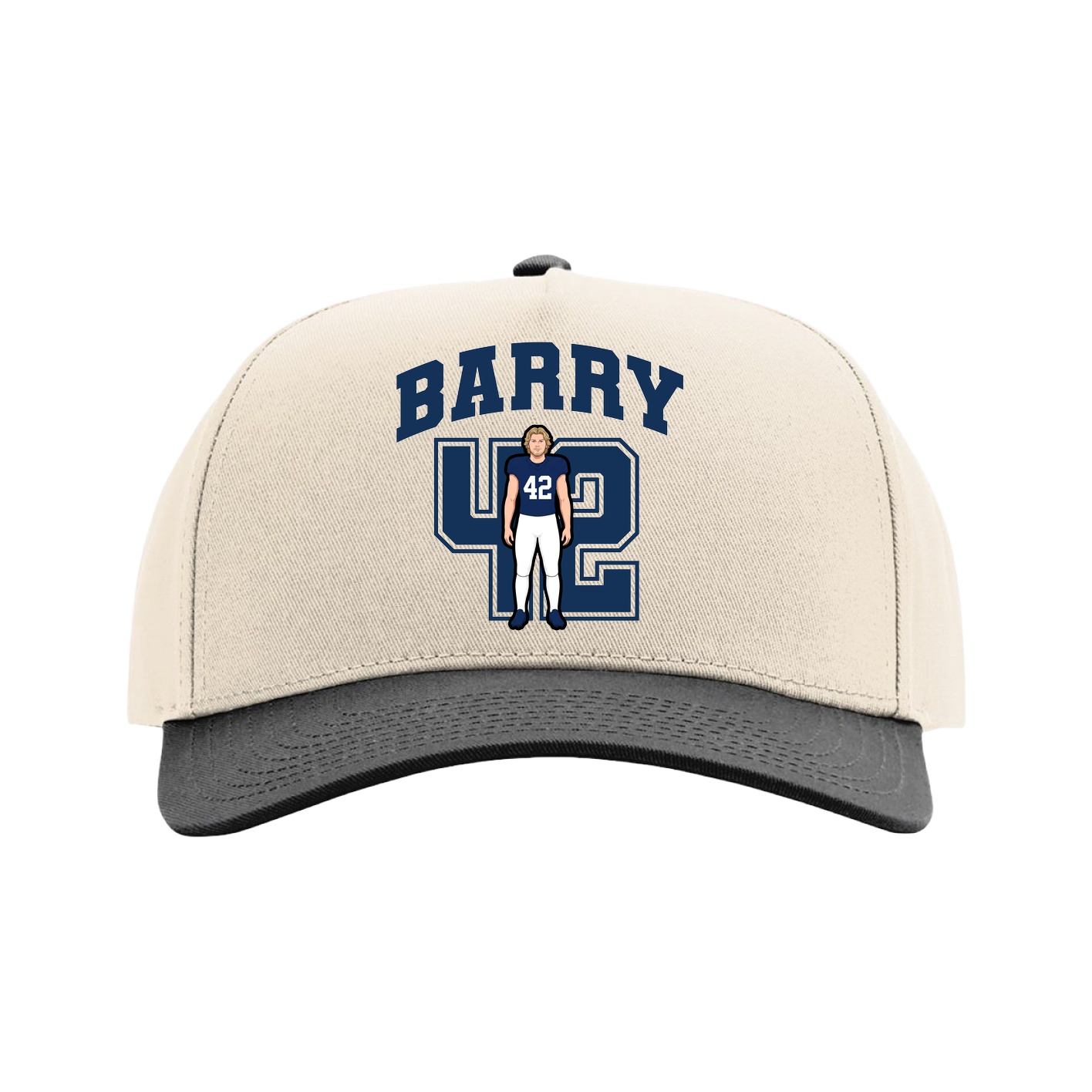Full Fabric Five-Panel Champ Cap — Number in Cream/Black