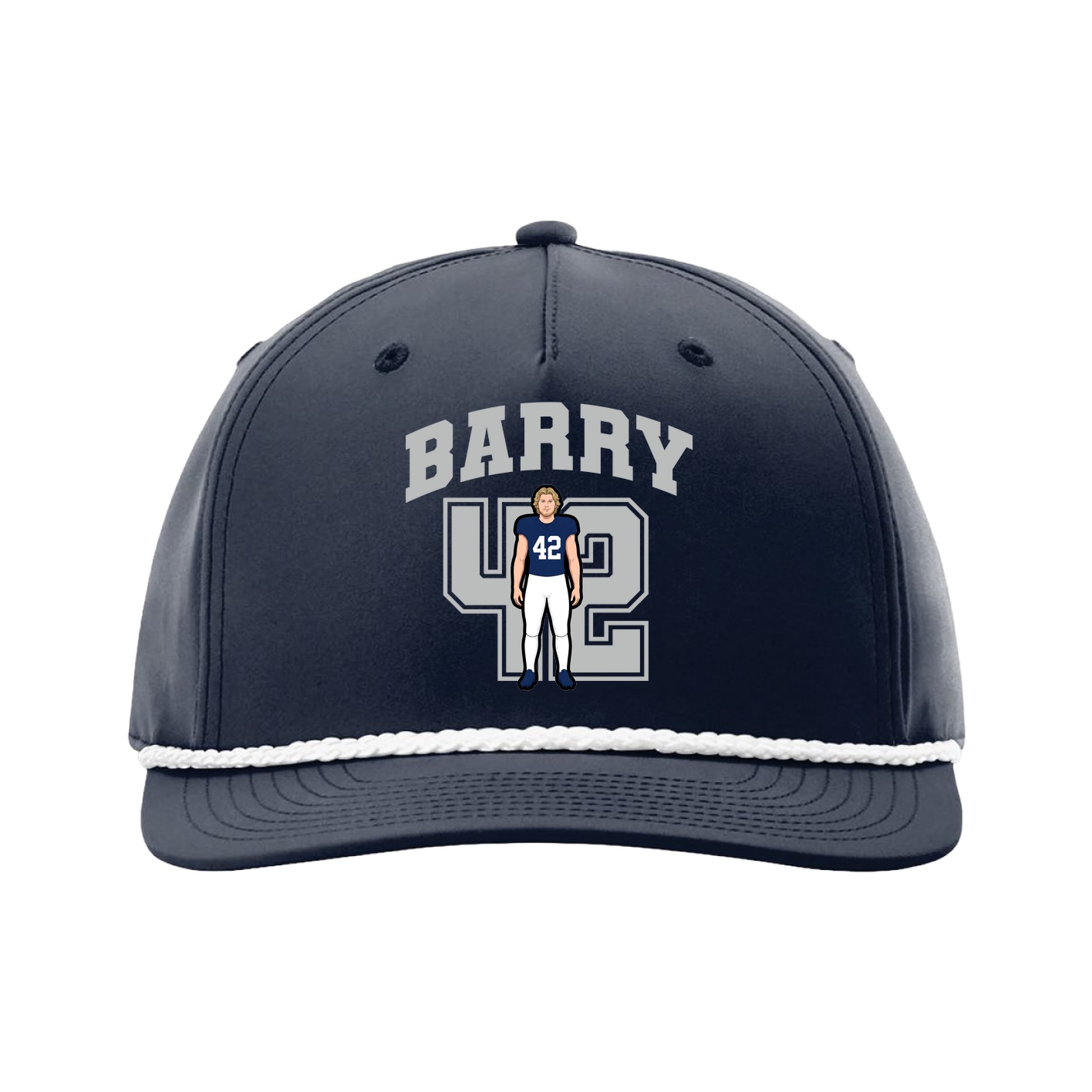 Five-Panel Classic Rope Cap — Number in Navy