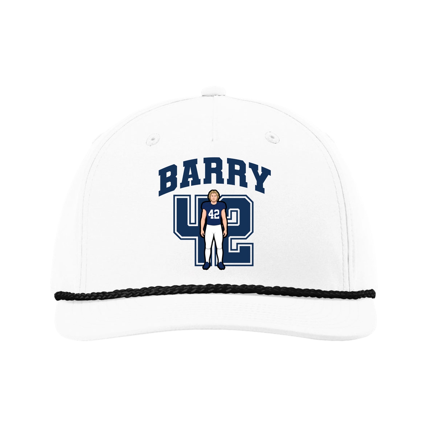 Five-Panel Classic Rope Cap — Number in White