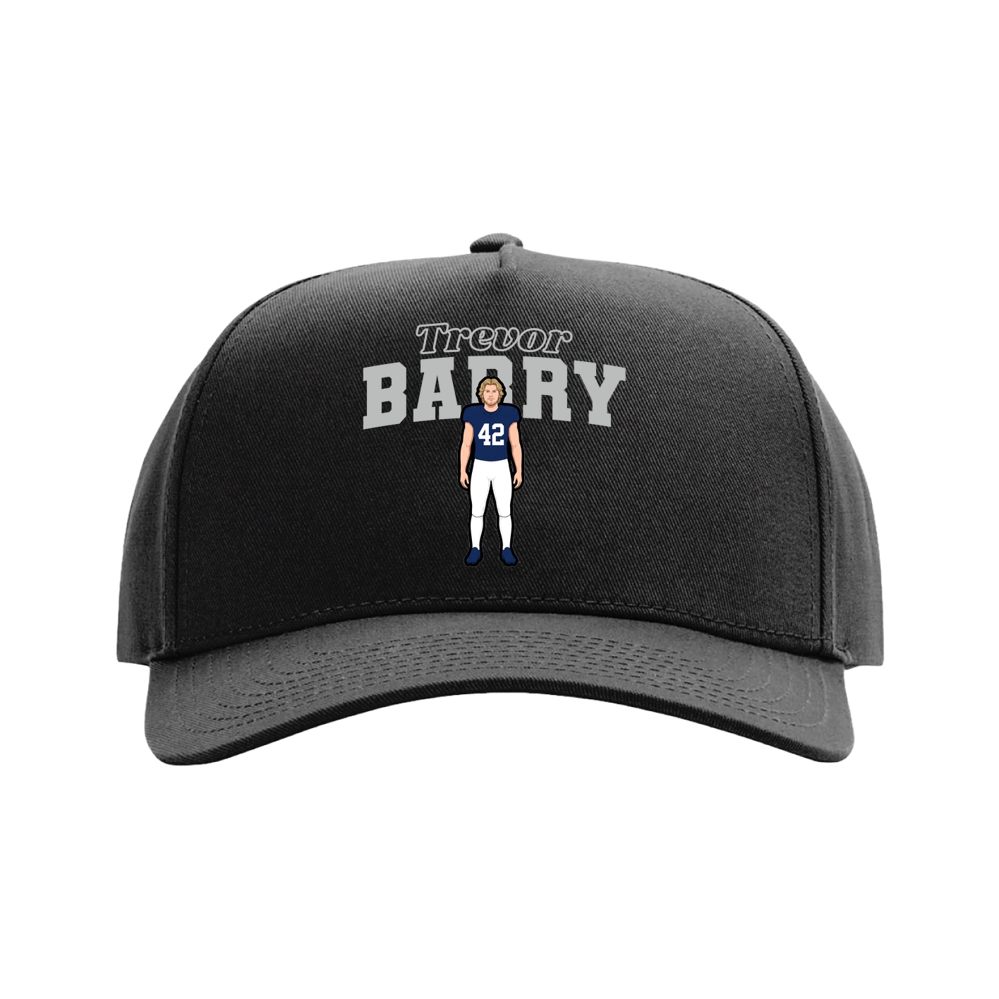 Full Fabric Five-Panel Champ Cap — Name Arch in Black