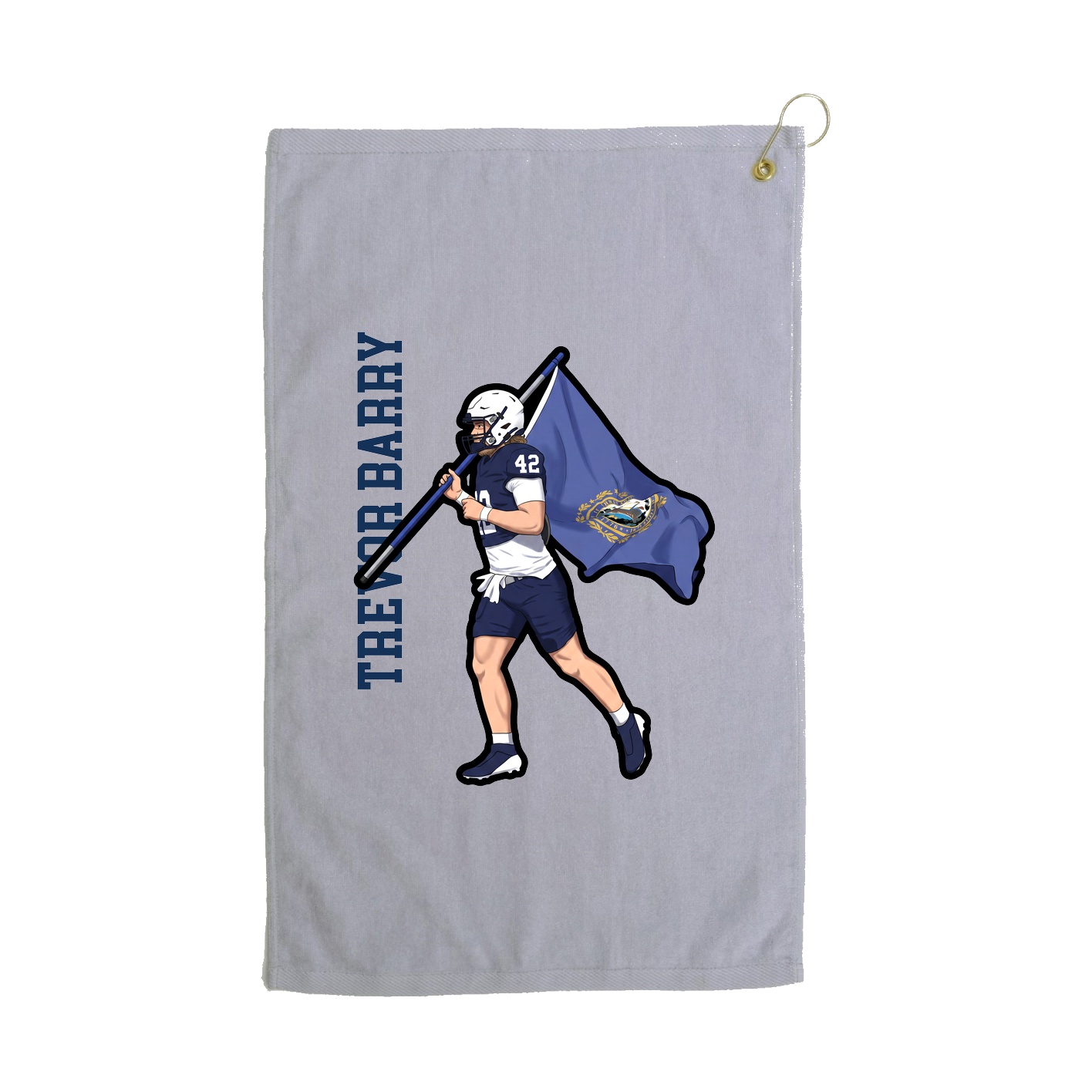 Golf Towel — Name Vertical in Grey