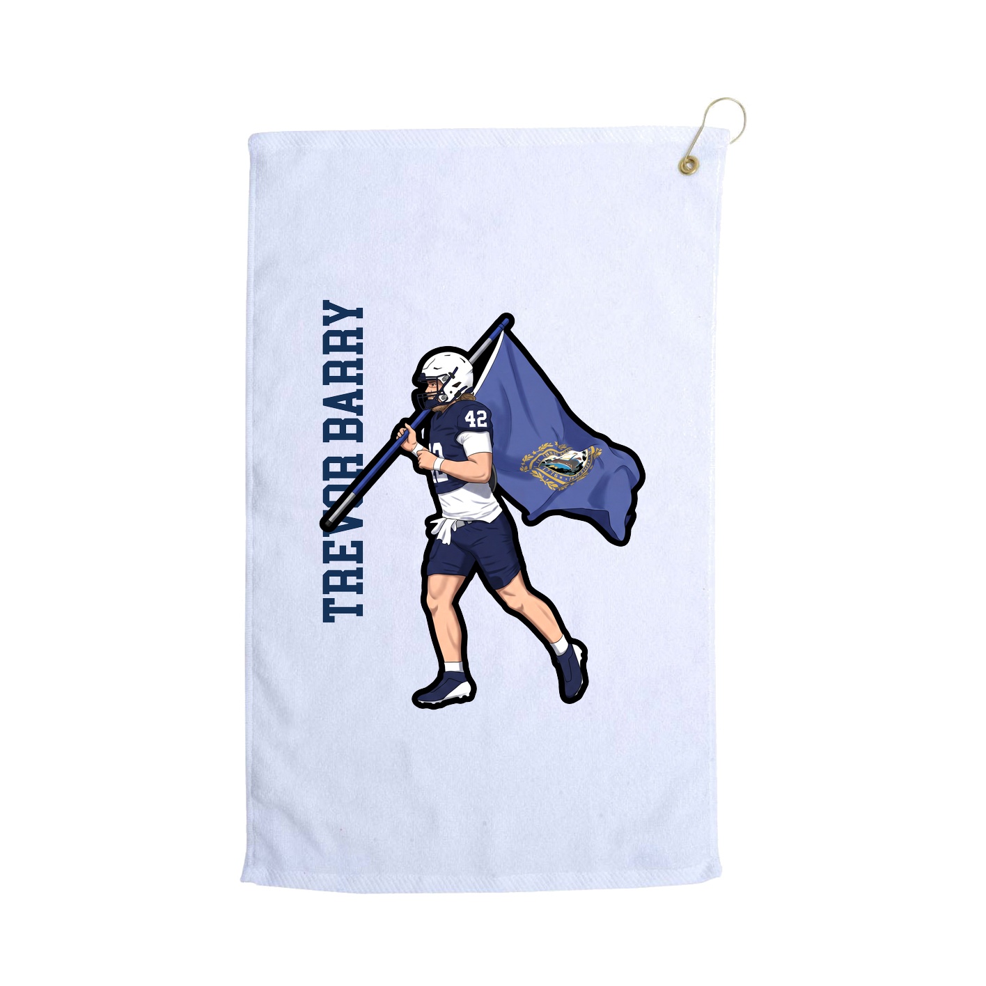 Golf Towel — Name Vertical in White