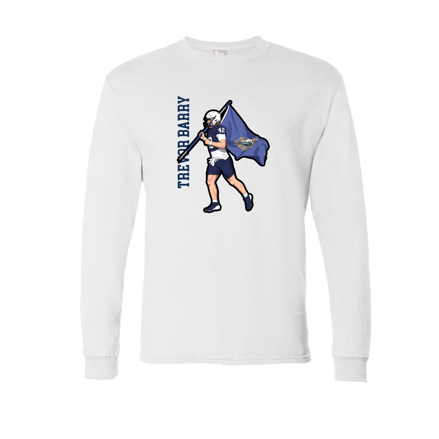 Long Sleeve Tee — Name Vertical in White