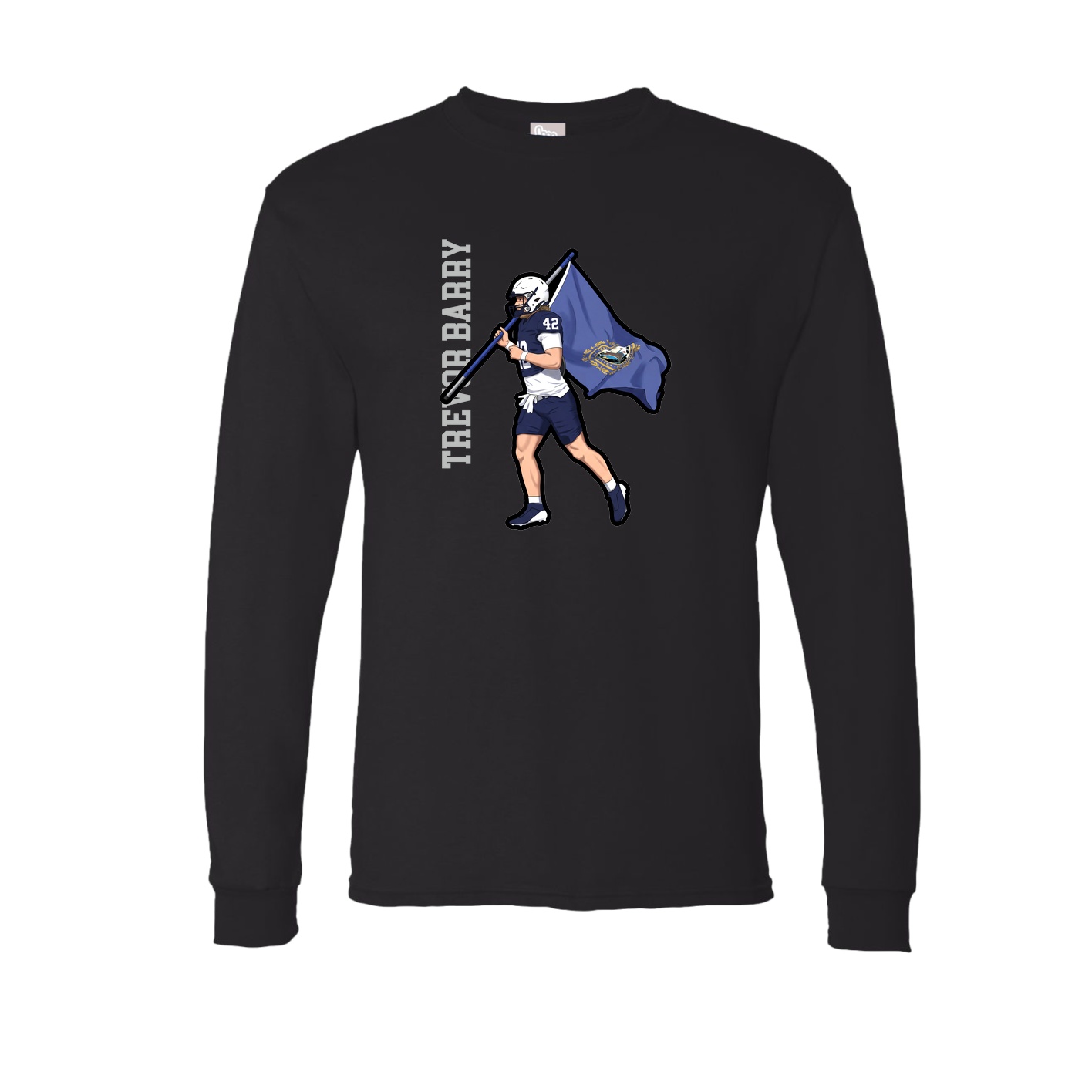 Long Sleeve Tee — Name Vertical in Black
