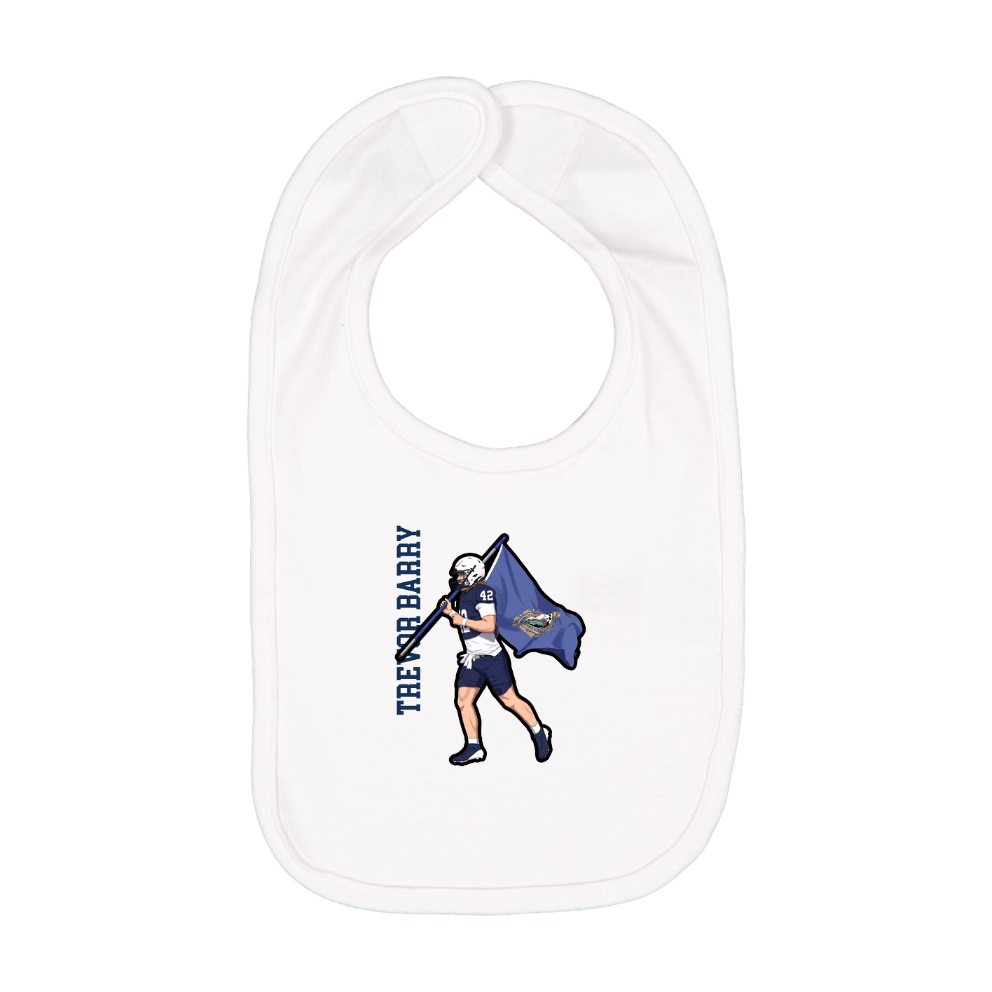 Infant Bib — Name Vertical in White
