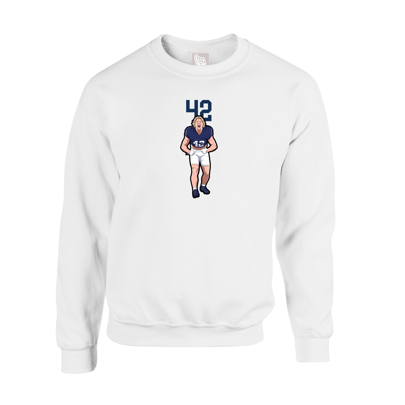 Fleece Crew — Number Top in White