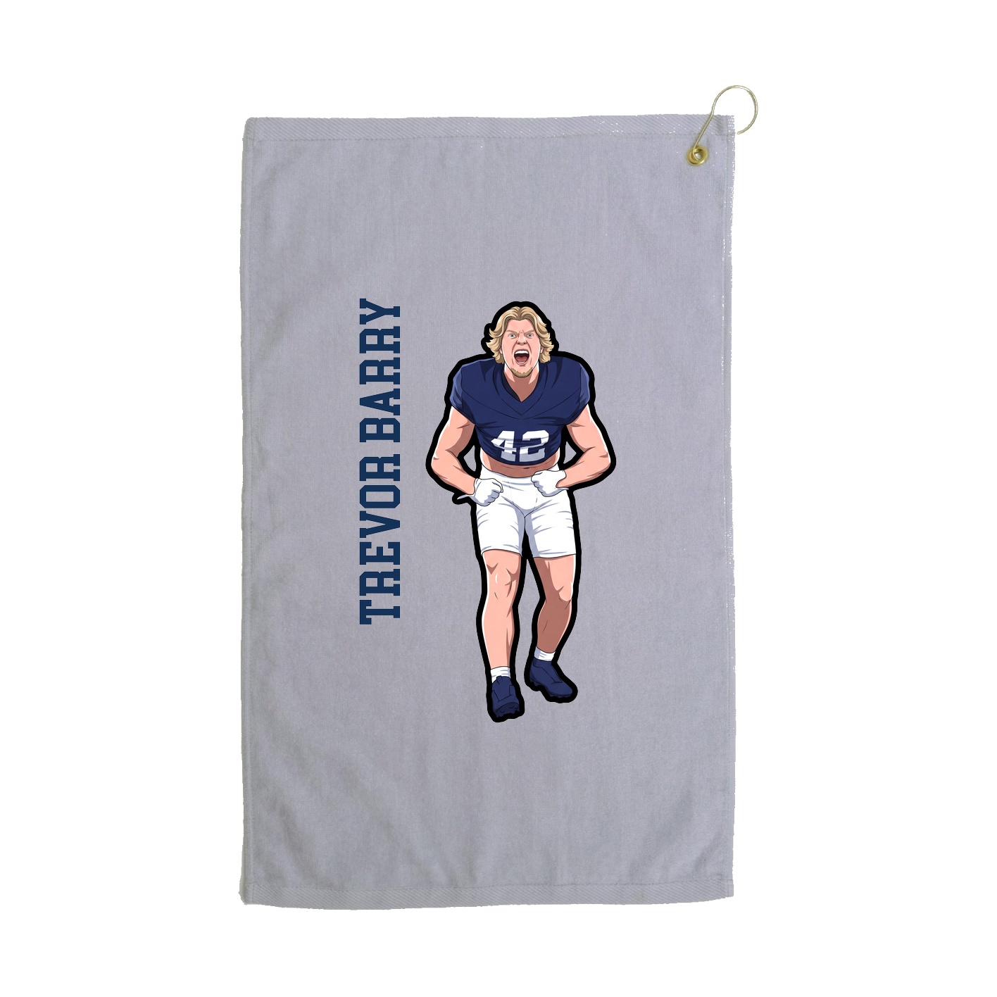 Golf Towel — Name Vertical in Grey