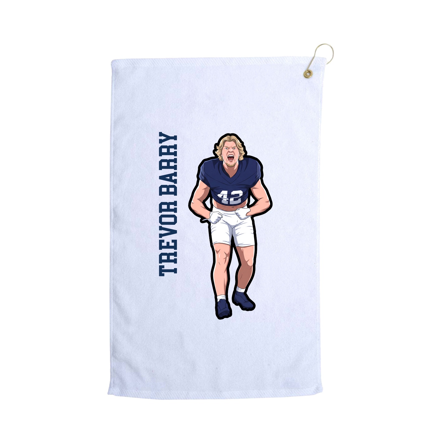 Golf Towel — Name Vertical in White