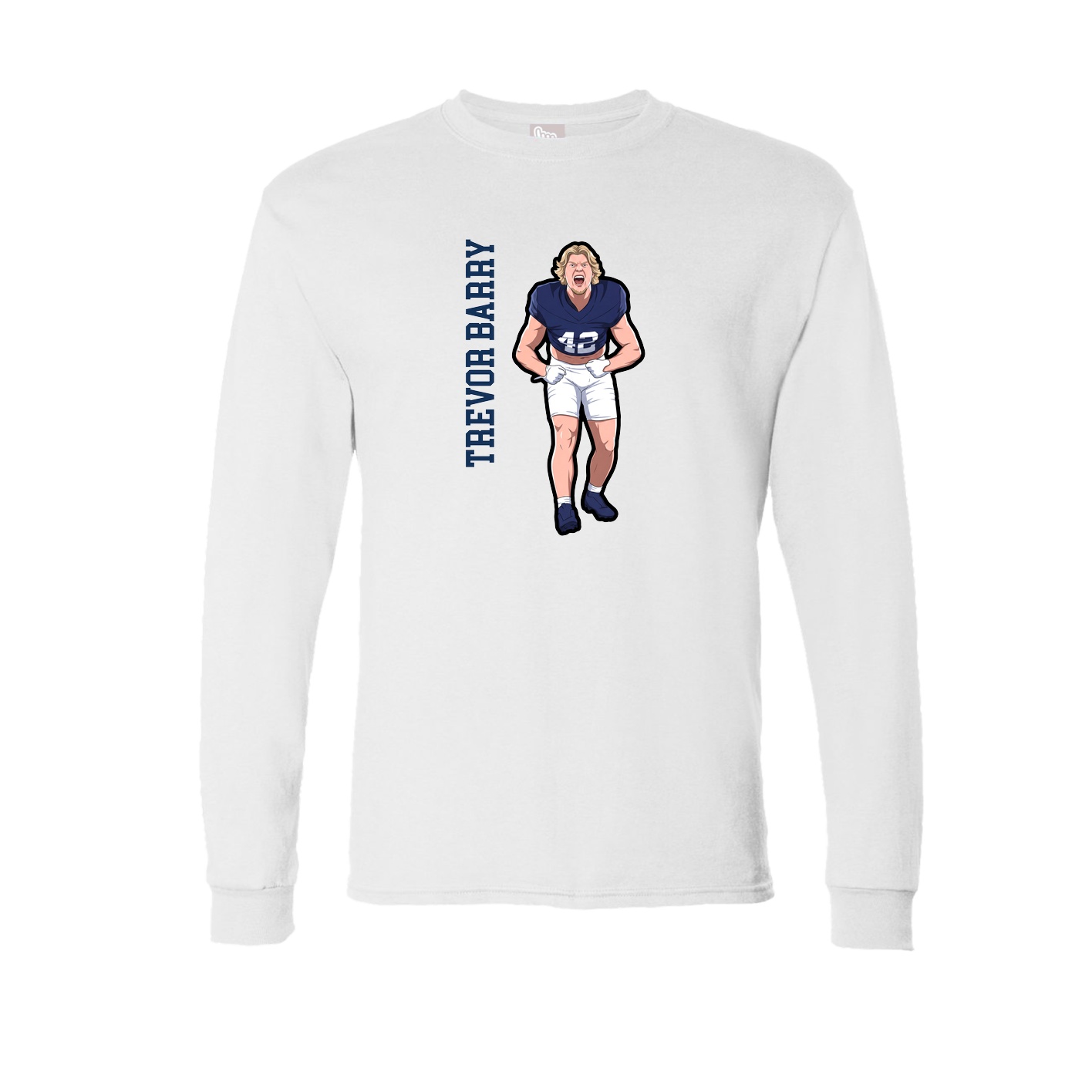 Long Sleeve Tee — Name Vertical in White