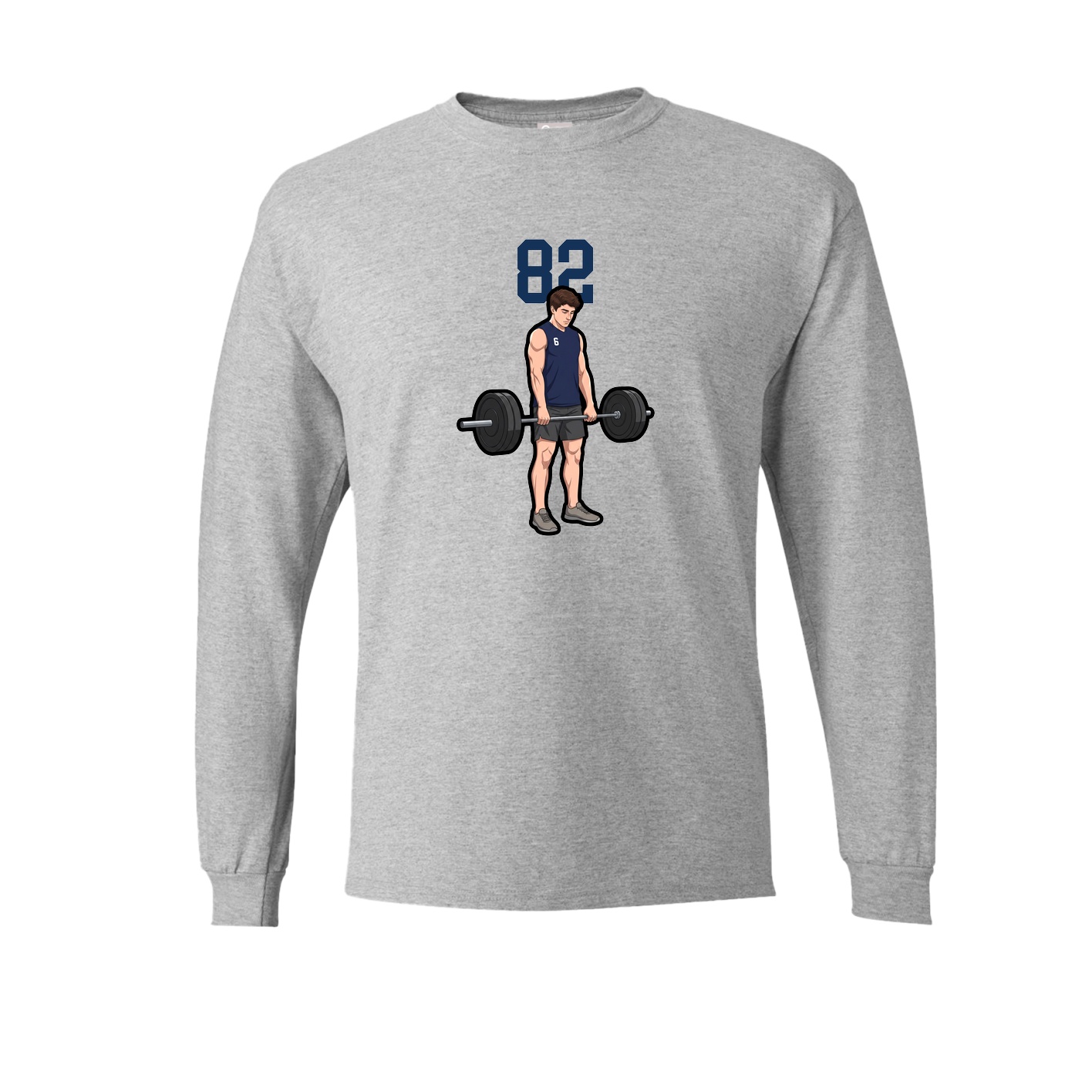 Long Sleeve Tee — Number Top in Grey