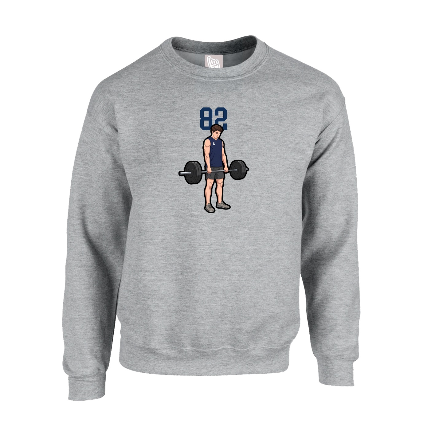 Fleece Crew — Number Top in Grey