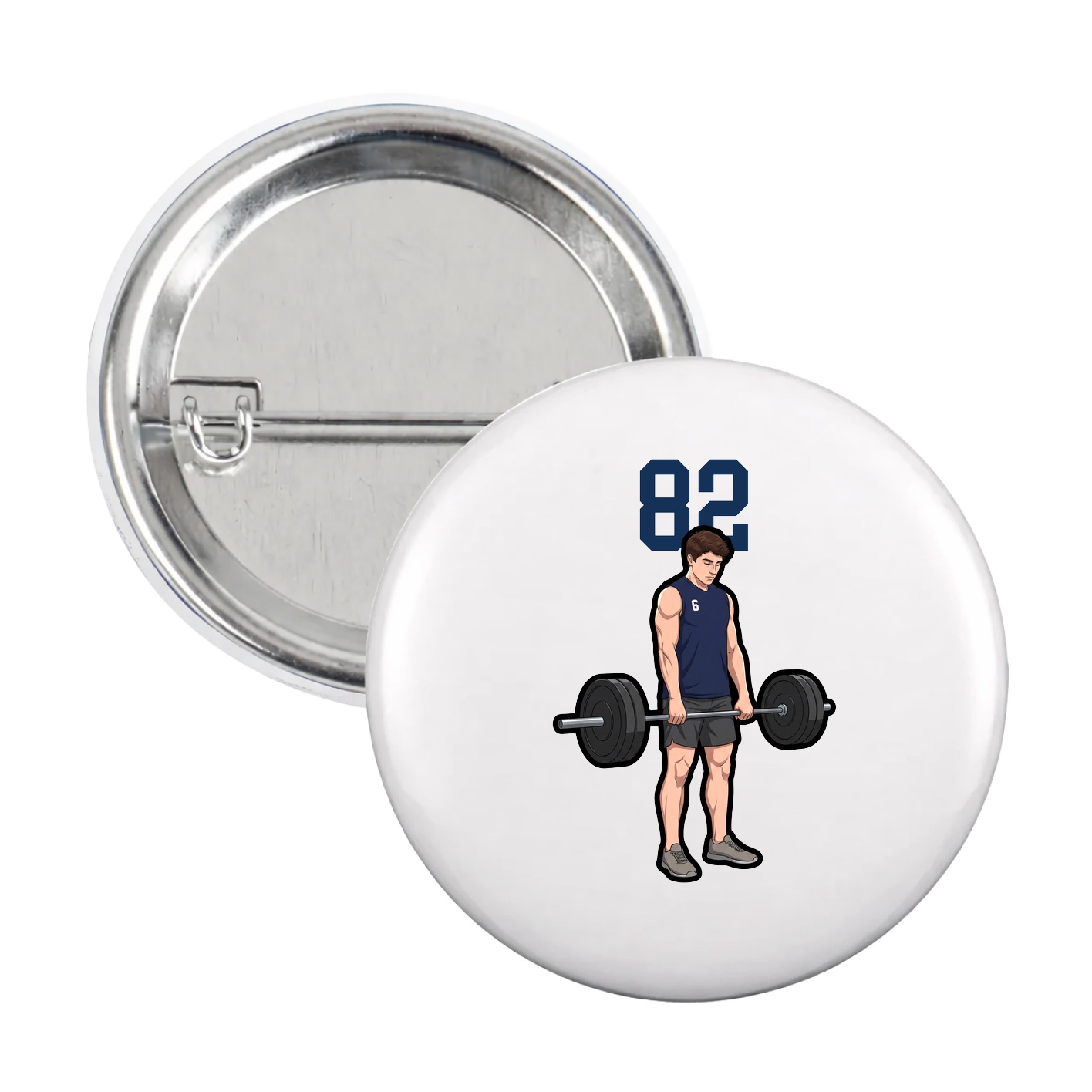 Game Day Button — Number Top in White