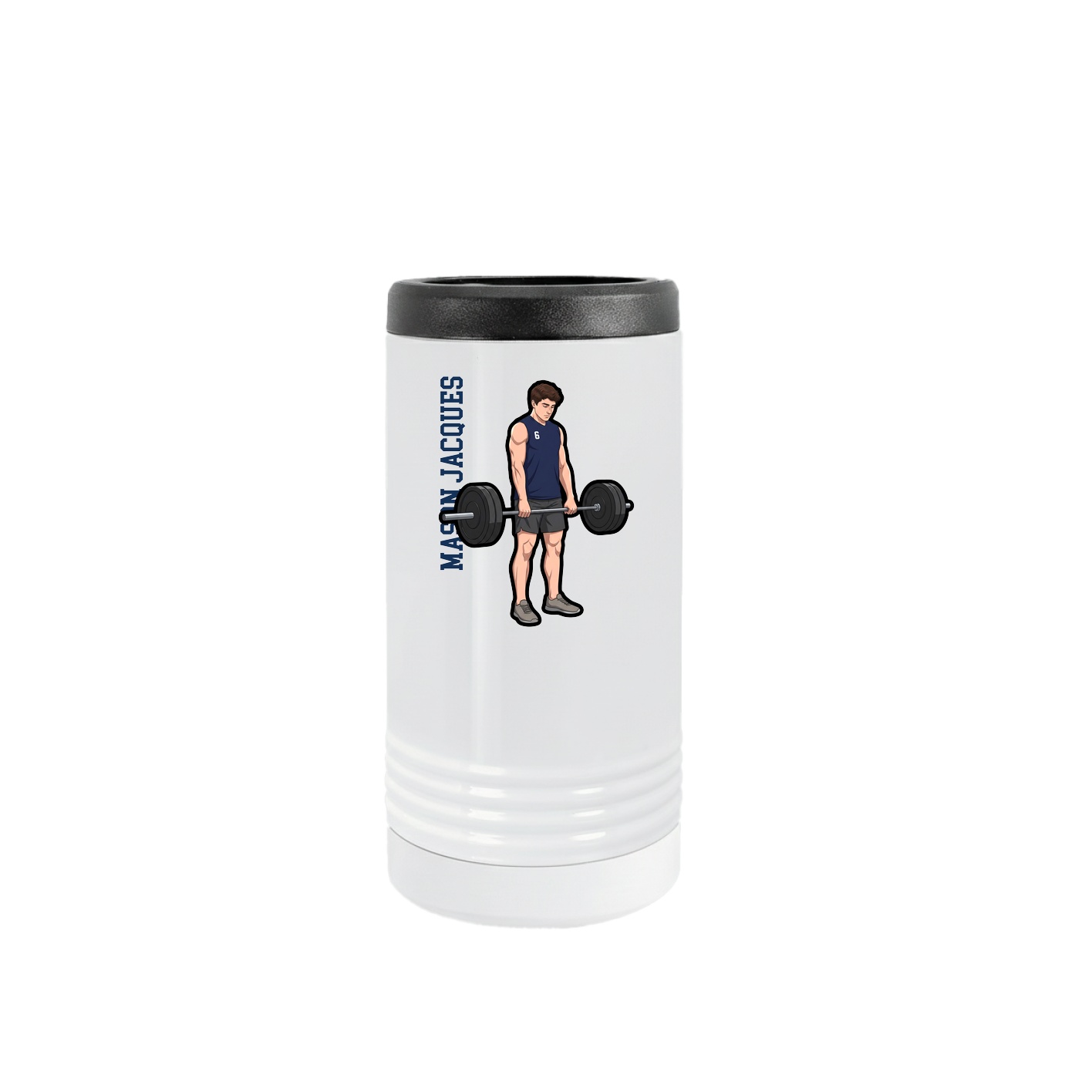 Slim Beverage Holder — Name Vertical in White