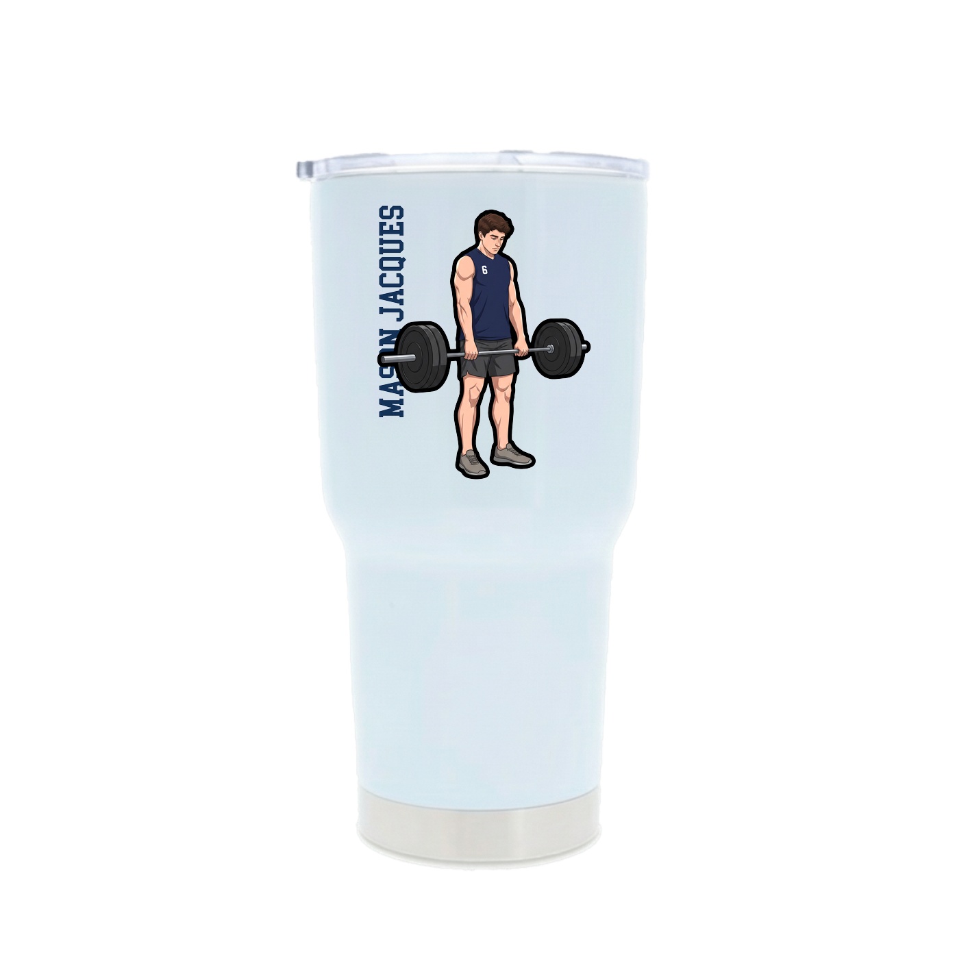 30oz Stainless Steel Tumbler — Name Vertical in White