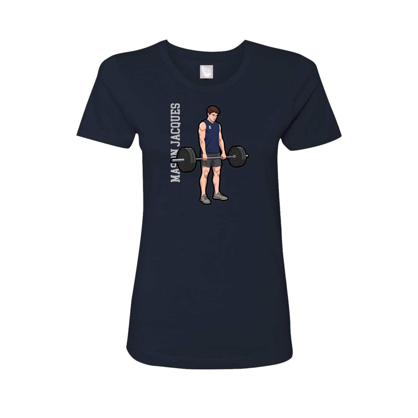 Fitted Women's Tee — Name Vertical in Navy