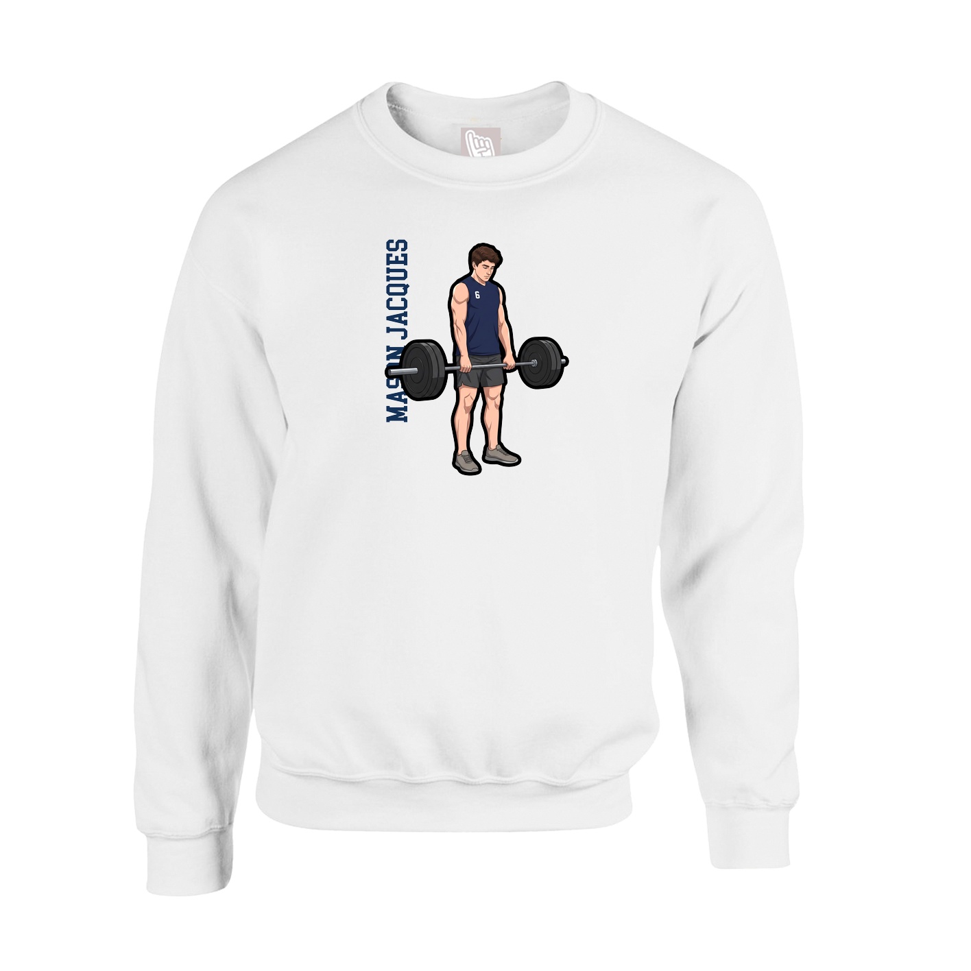 Fleece Crew — Name Vertical in White