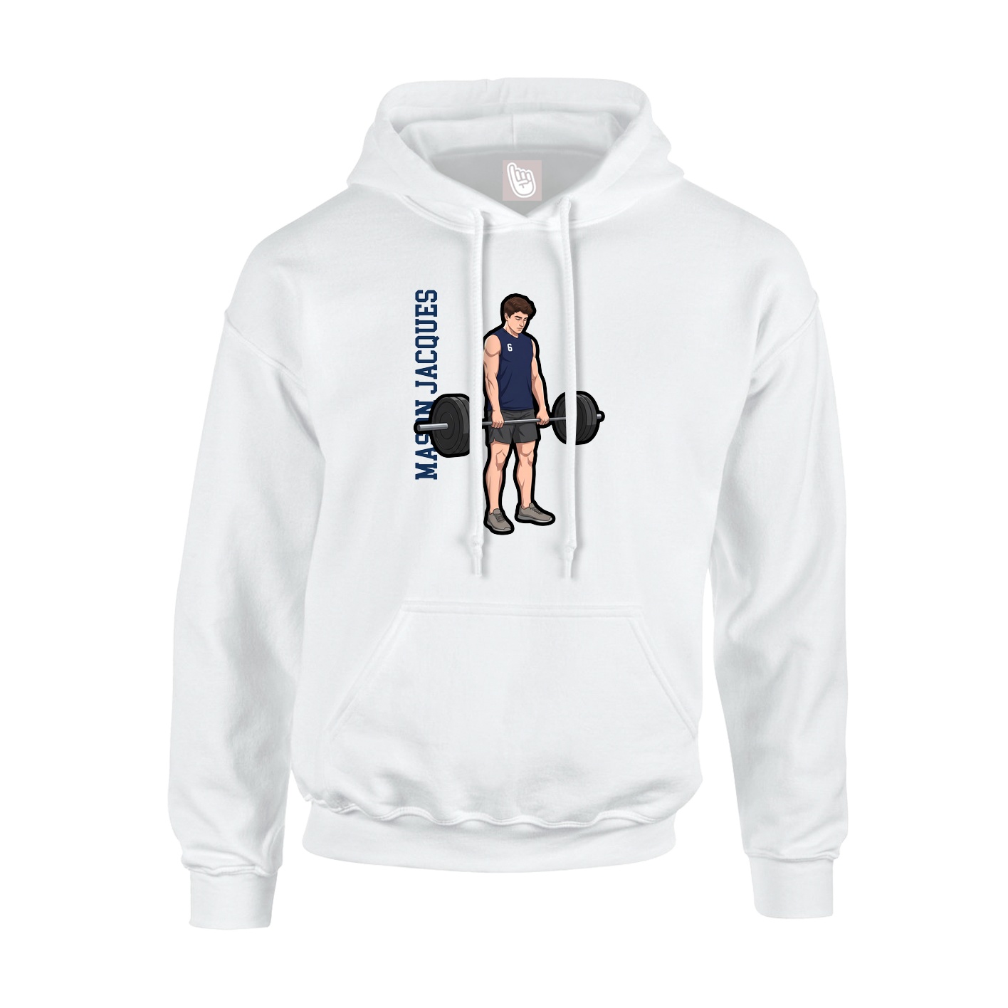 Youth Hoodie — Name Vertical in White