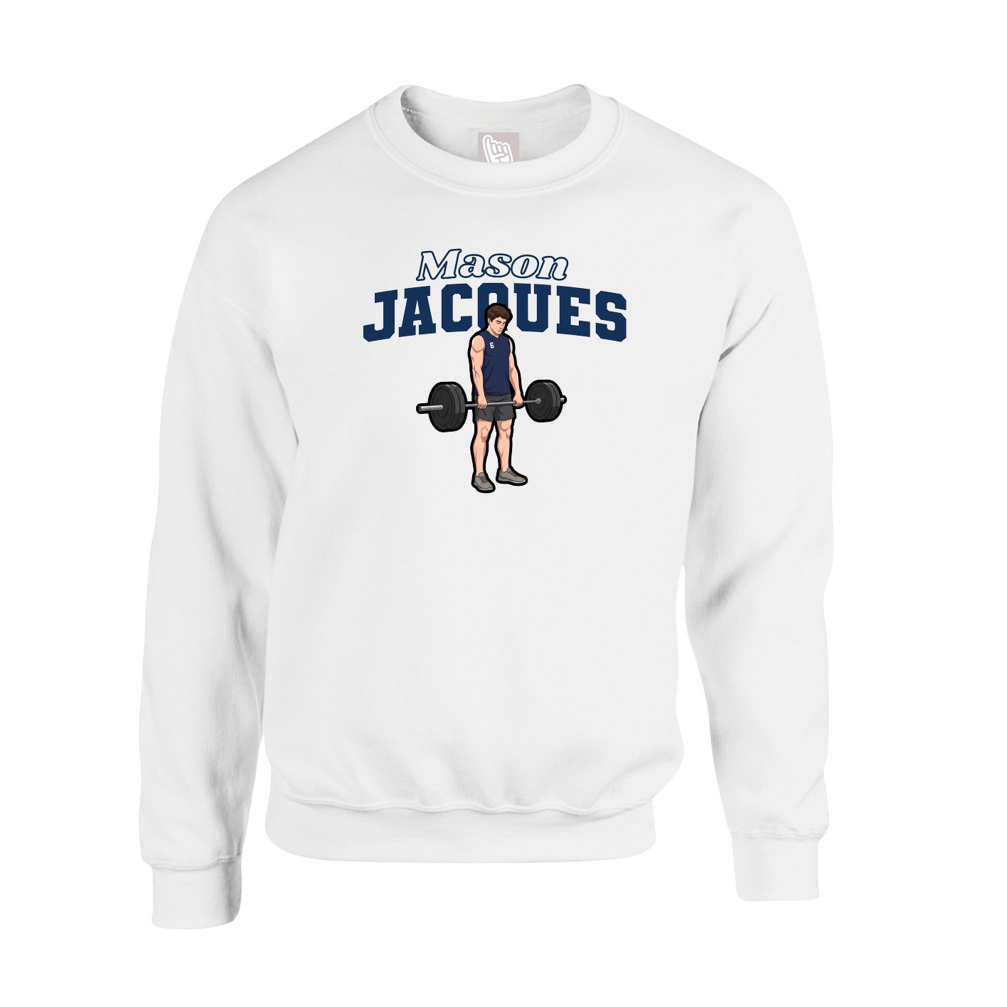 Fleece Crew — Name Arch in White