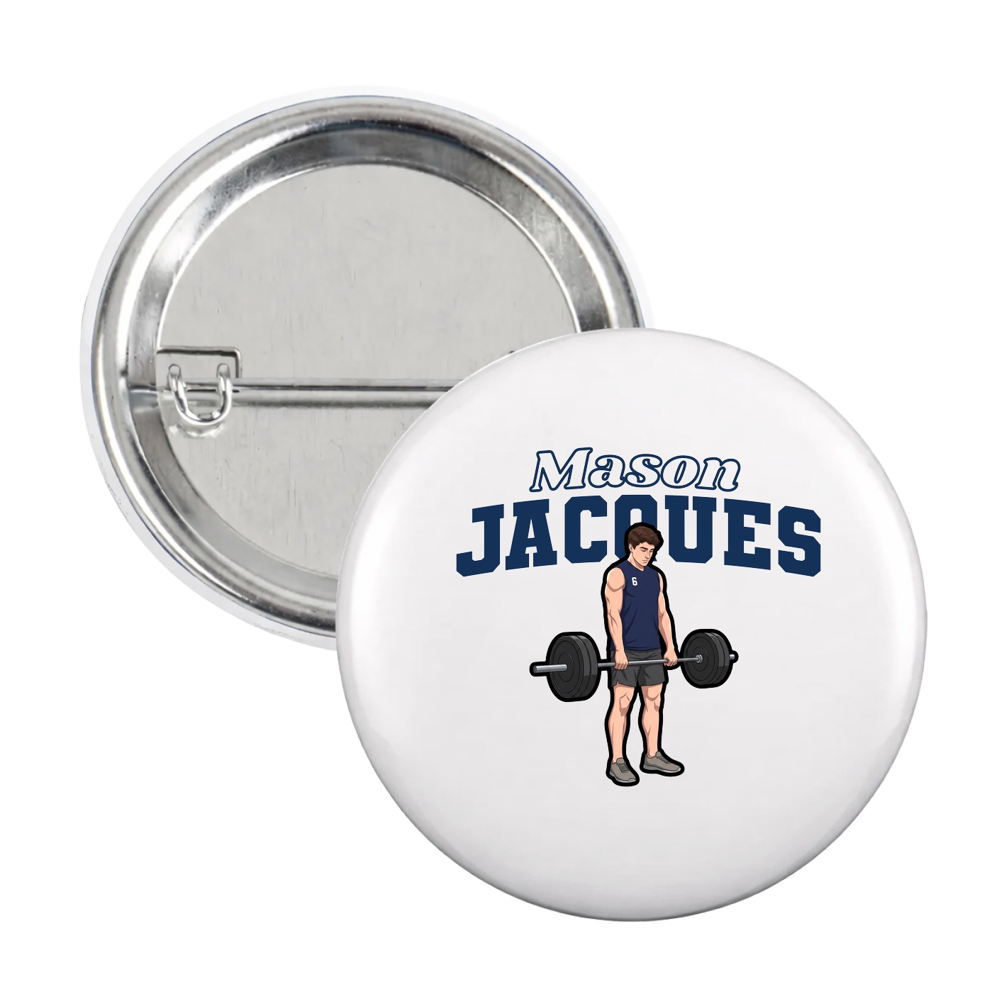 Game Day Button — Name Arch in White
