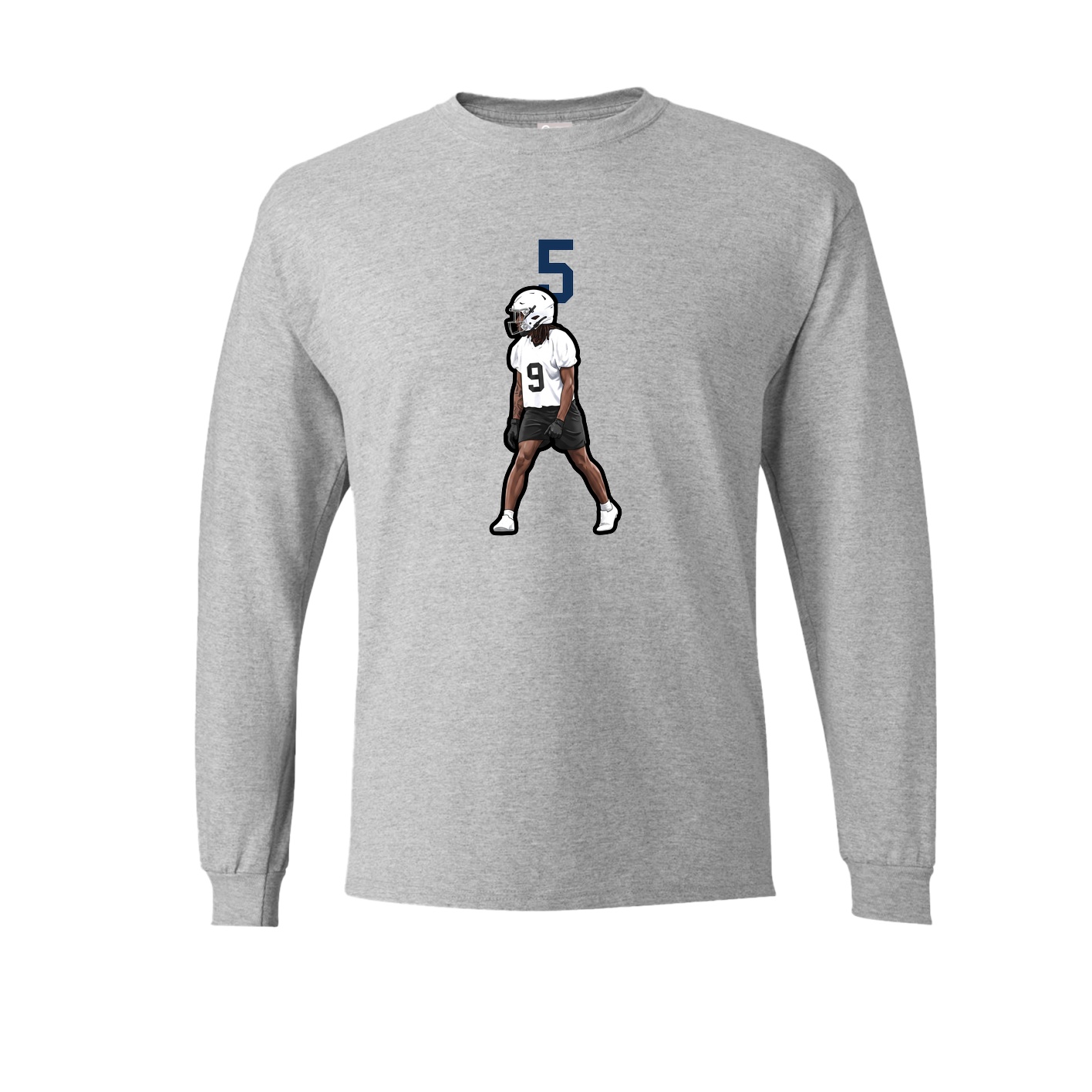 Long Sleeve Tee — Number Top in Grey
