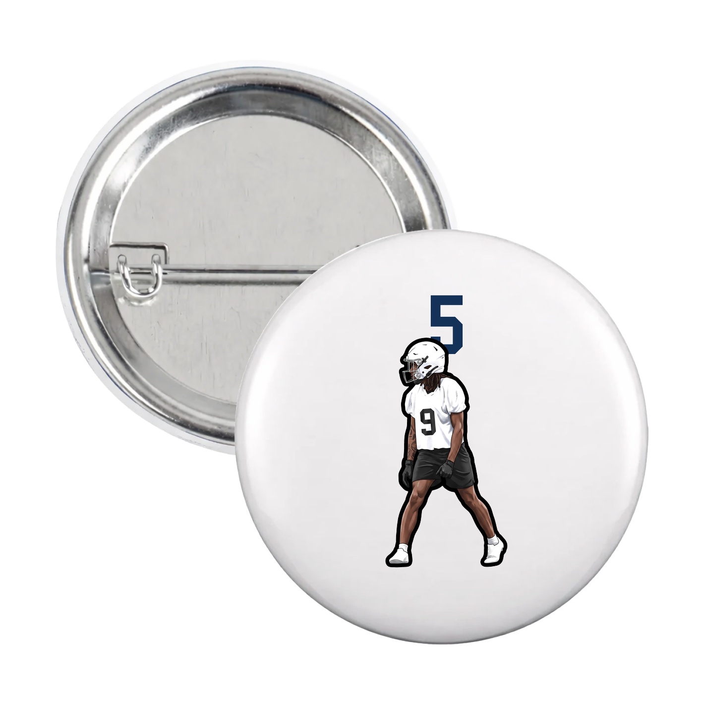 Game Day Button — Number Top in White