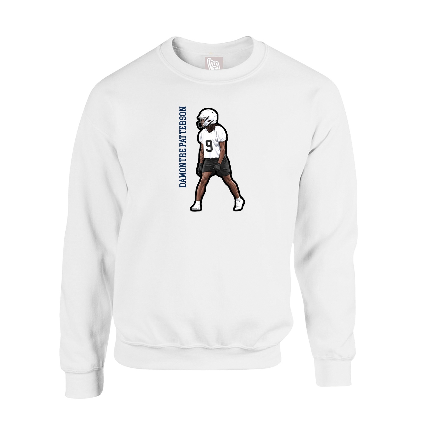 Fleece Crew — Name Vertical in White