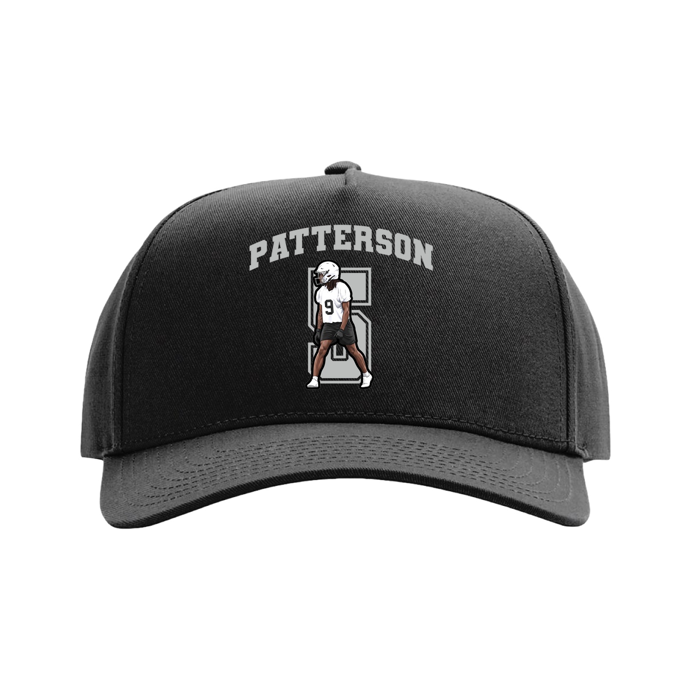 Full Fabric Five-Panel Champ Cap — Number in Black