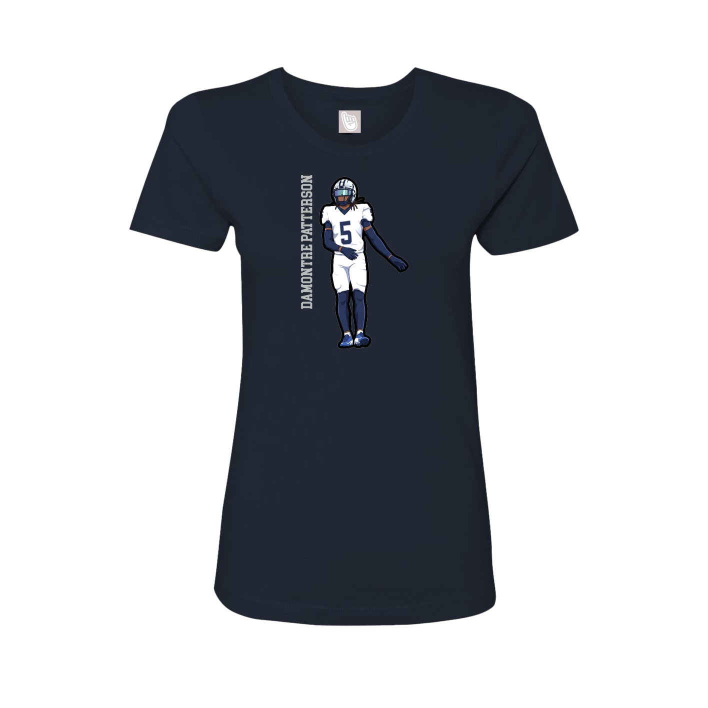 Fitted Women's Tee — Name Vertical in Navy