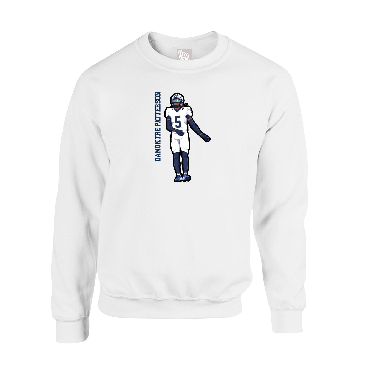 Fleece Crew — Name Vertical in White