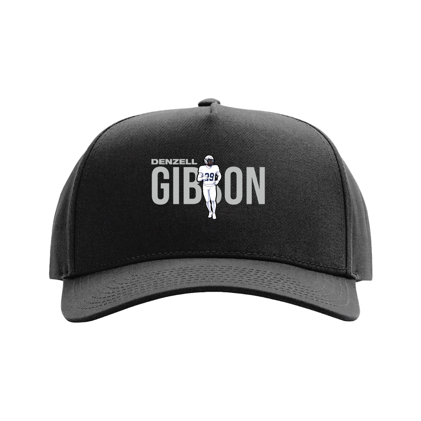 Full Fabric Five-Panel Champ Cap — Player Name in Black