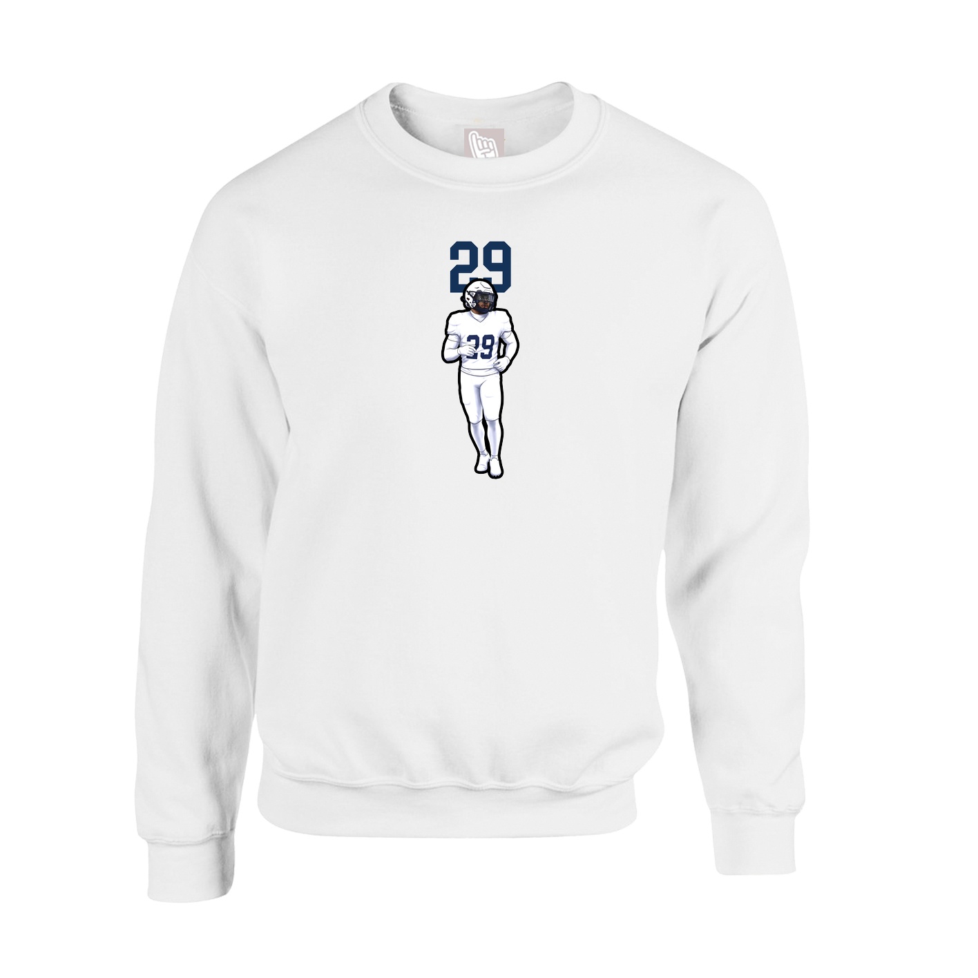Fleece Crew — Number Top in White