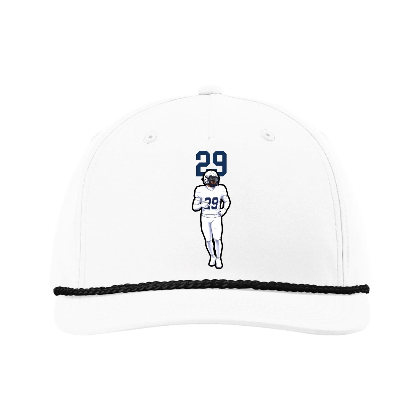 Five-Panel Classic Rope Cap — Number Top in White