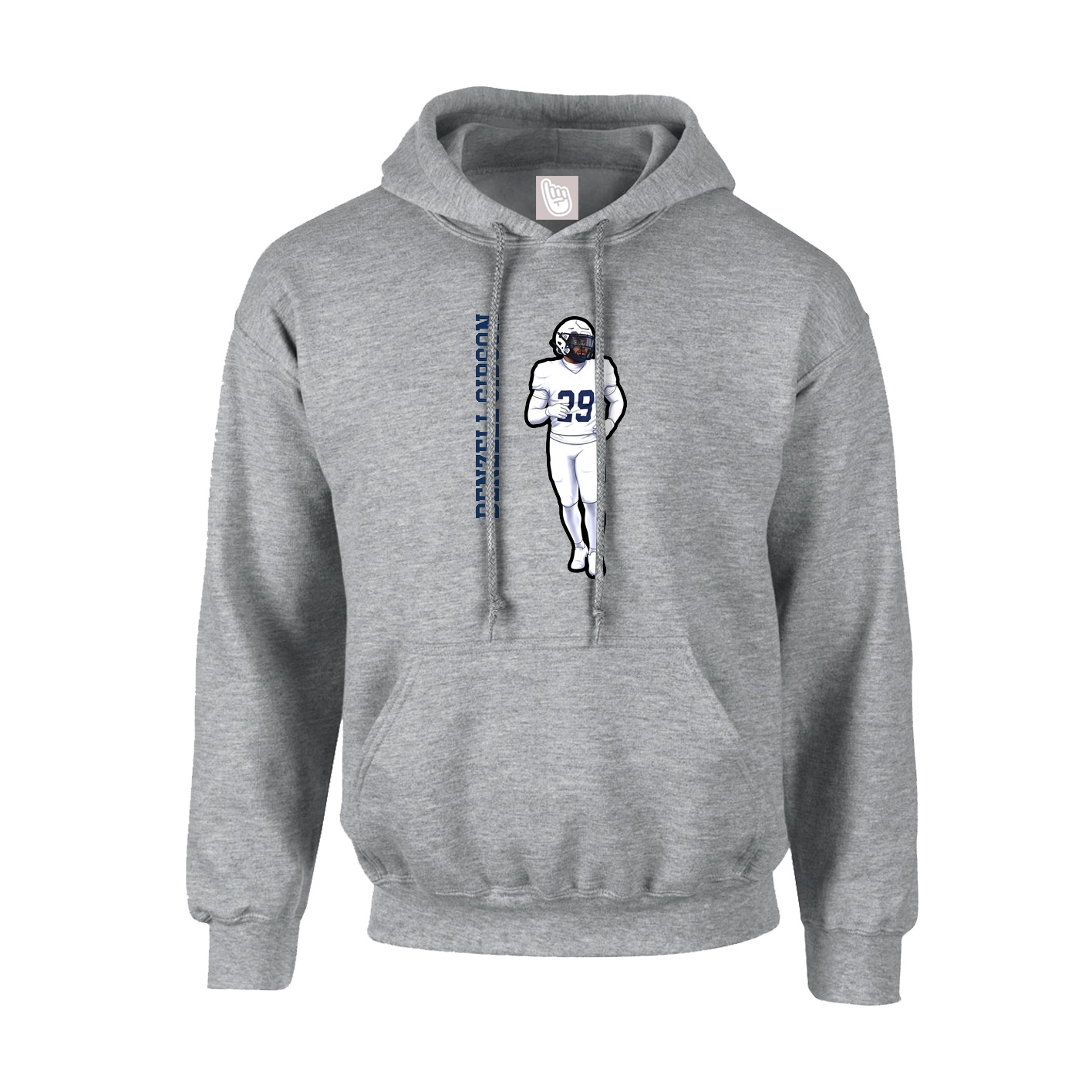 Youth Hoodie — Name Vertical in Grey