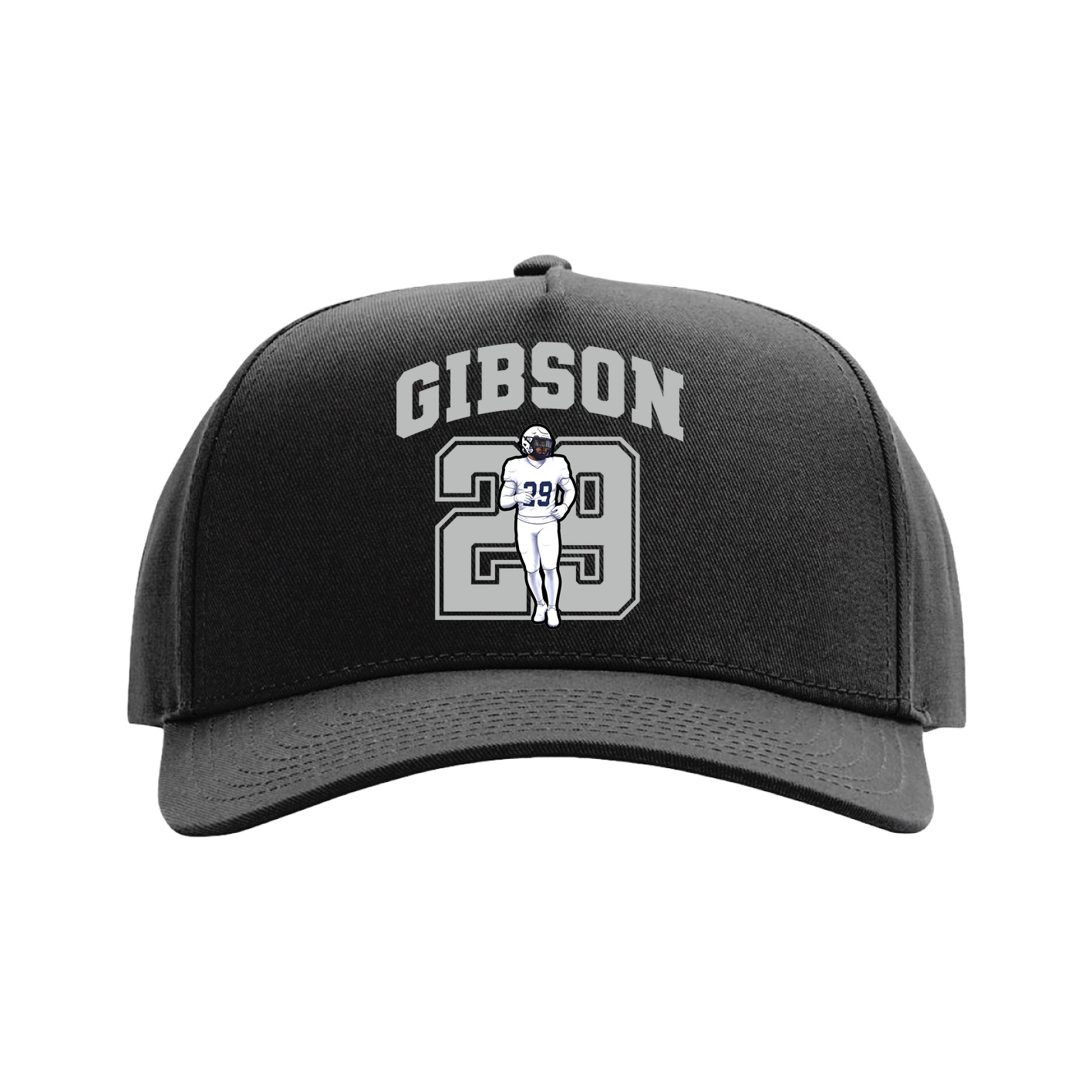 Full Fabric Five-Panel Champ Cap — Number in Black