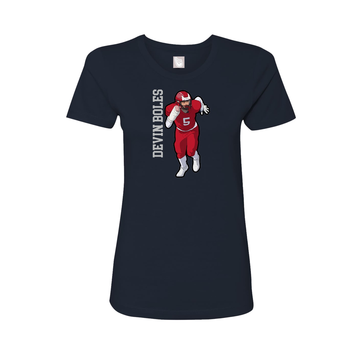 Fitted Women's Tee — Name Vertical in Navy