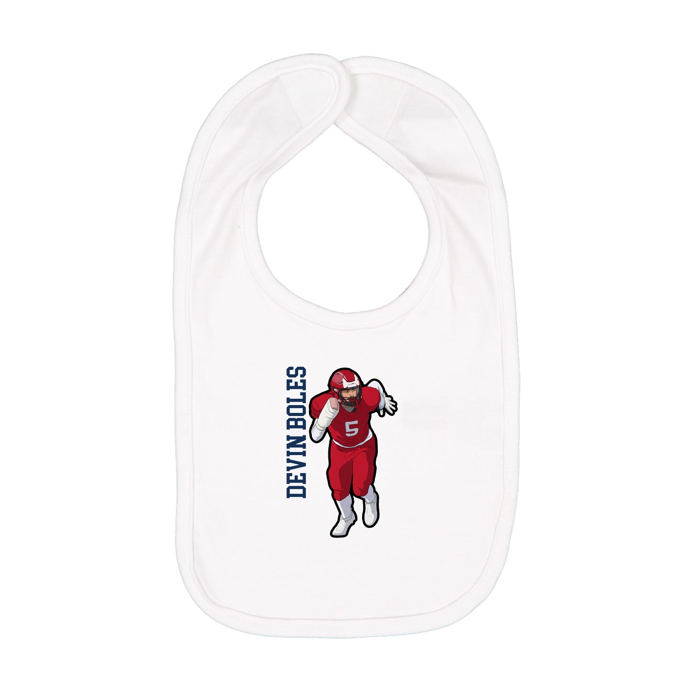Infant Bib — Name Vertical in White