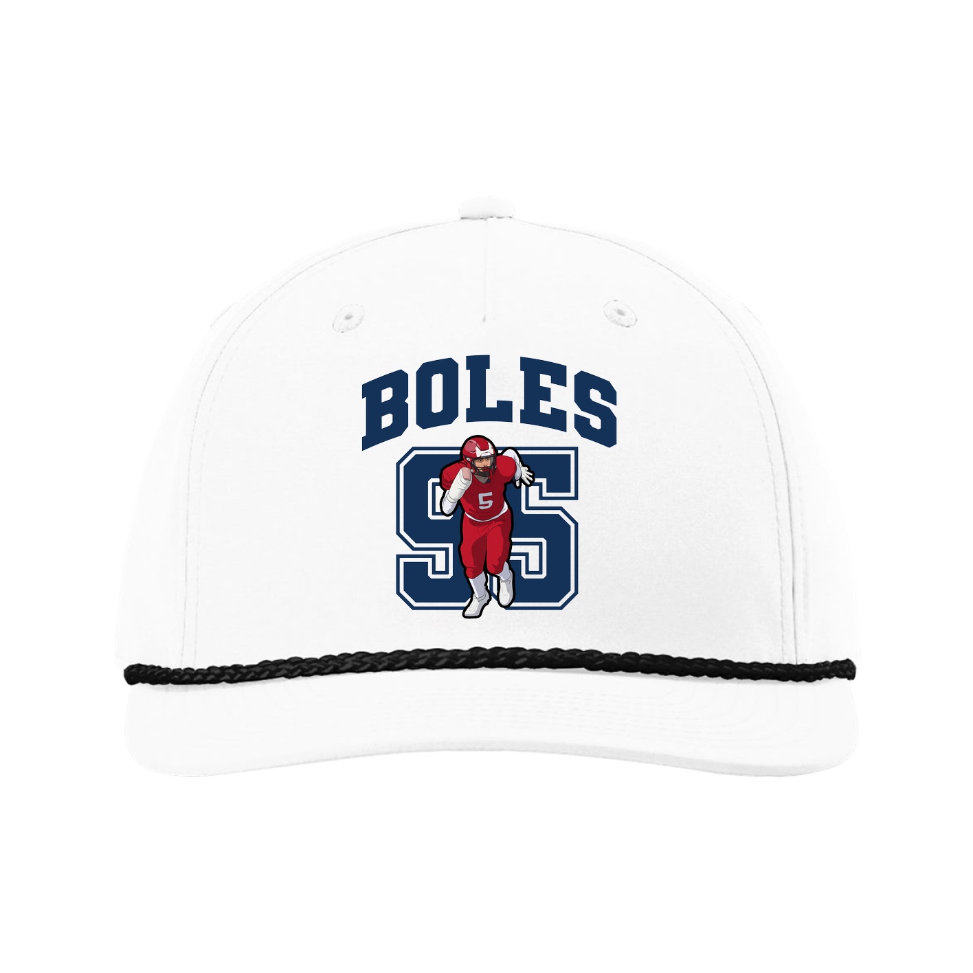 Five-Panel Classic Rope Cap — Number in White