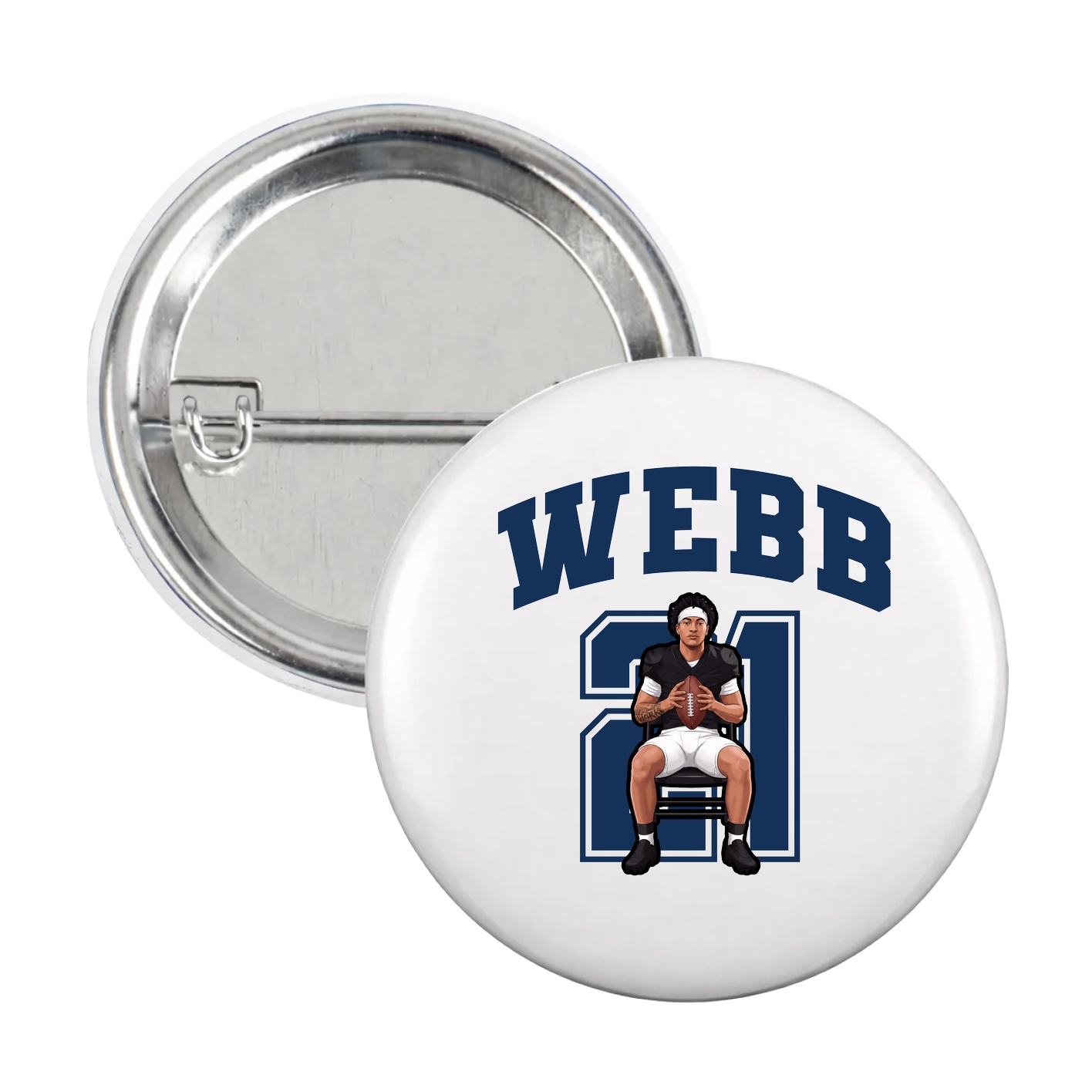 Game Day Button — Number in White