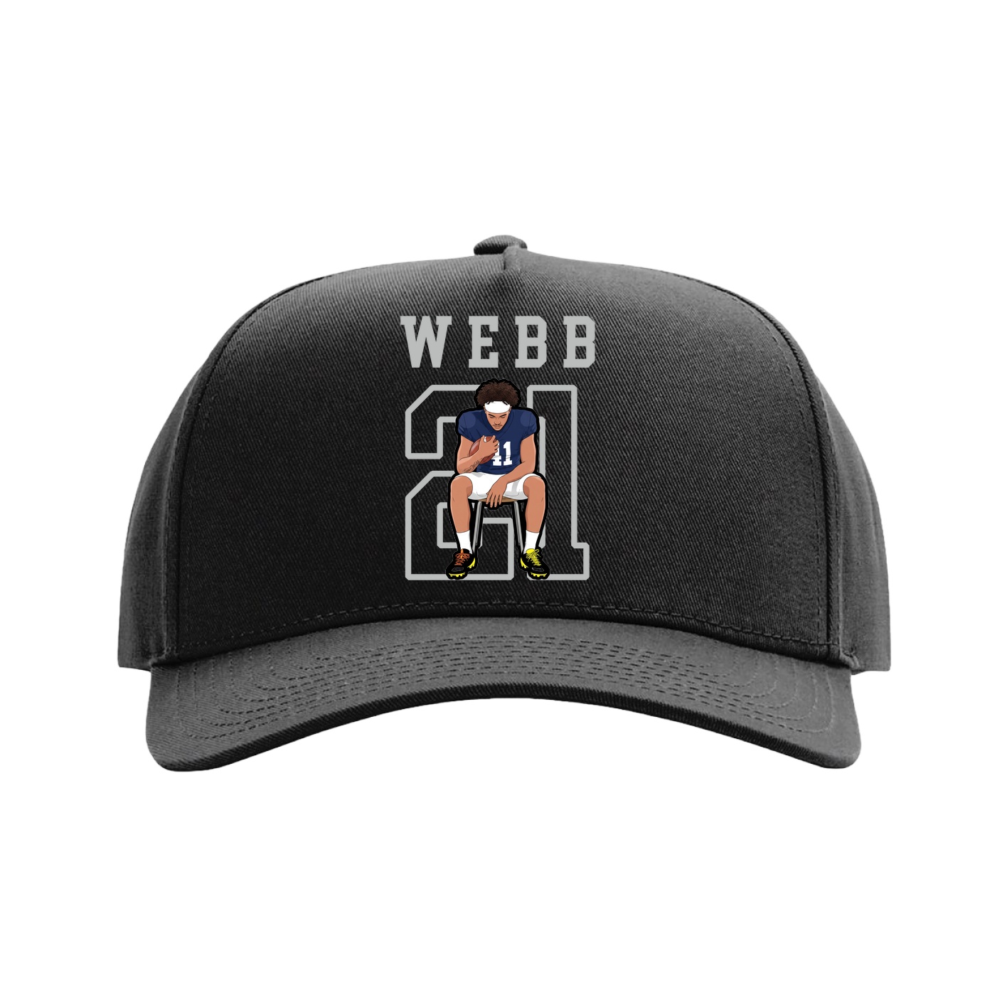 Full Fabric Five-Panel Champ Cap — Shirsey in Black