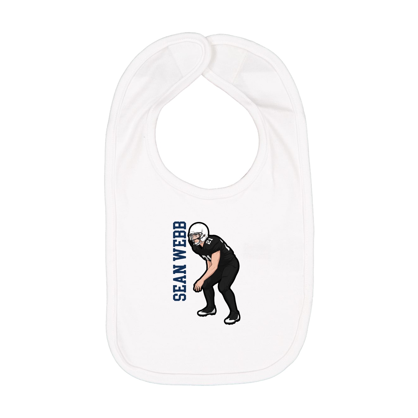 Infant Bib — Name Vertical in White