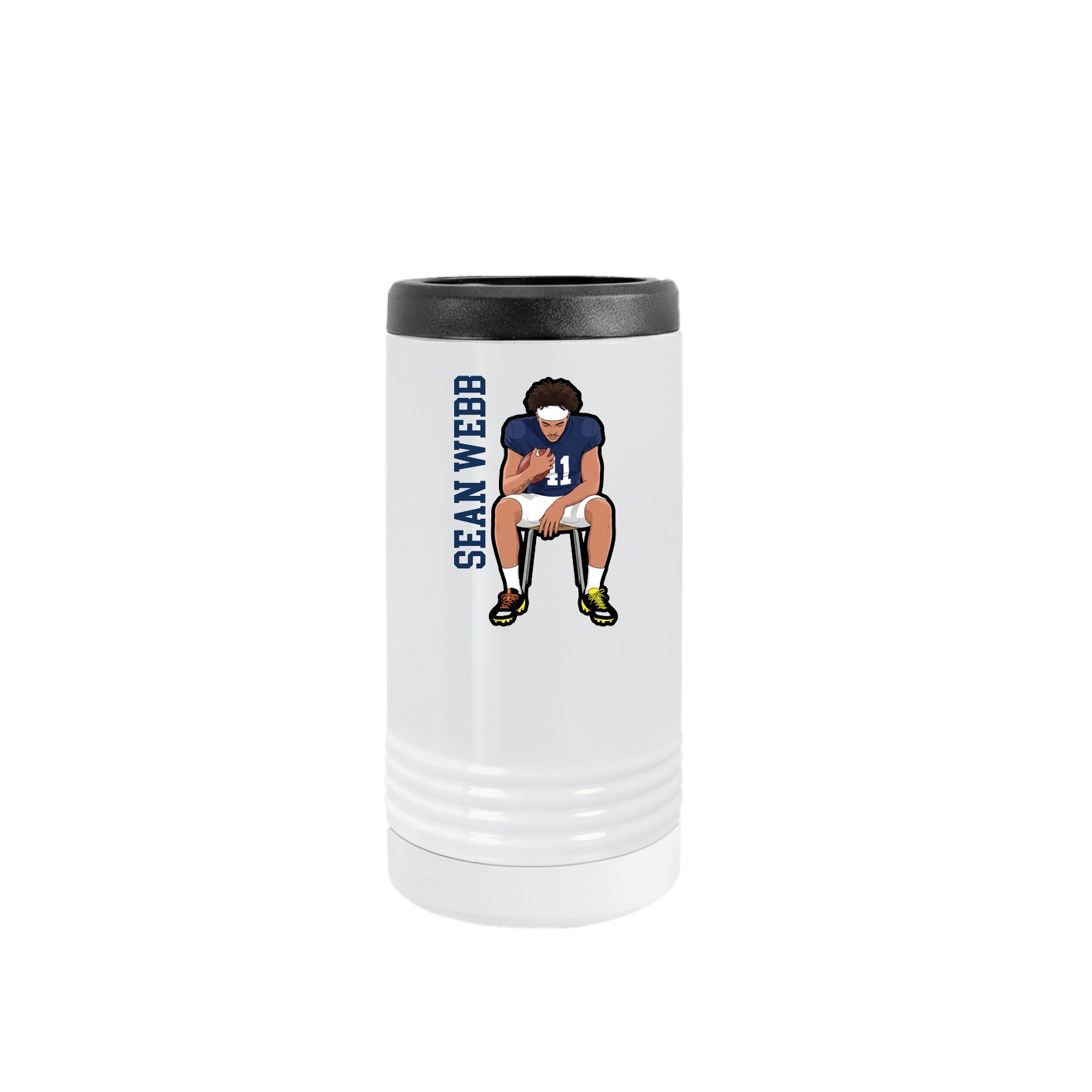 Slim Beverage Holder — Name Vertical in White