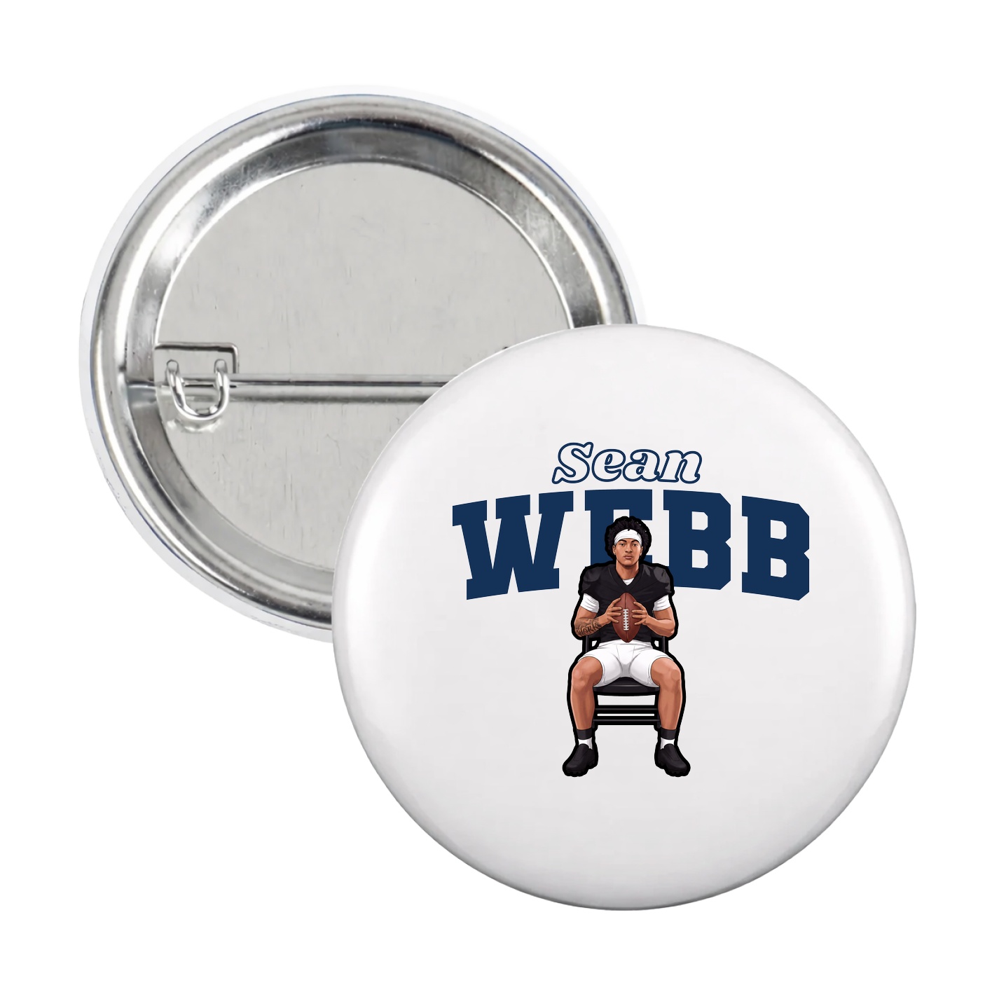 Game Day Button — Name Arch in White