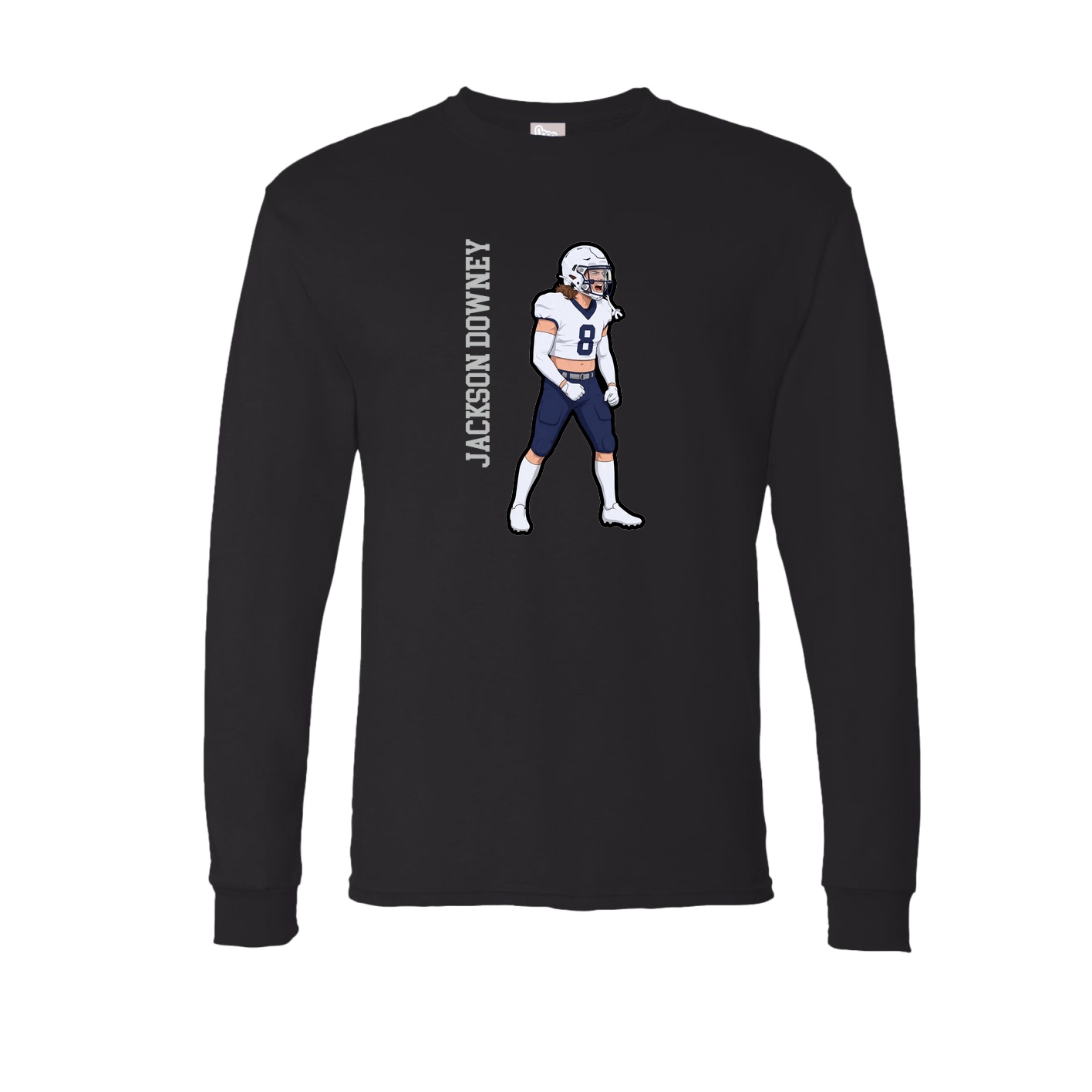 Long Sleeve Tee — Name Vertical in Black