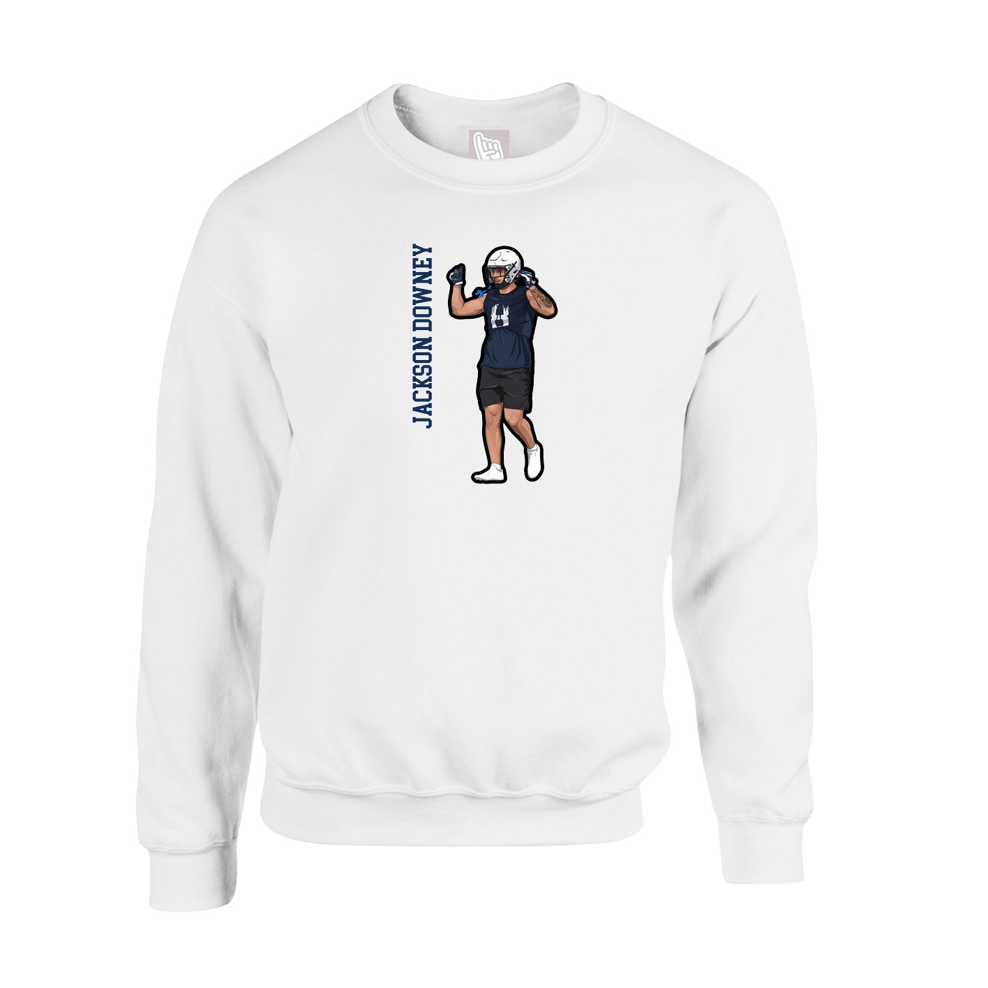 Fleece Crew — Name Vertical in White