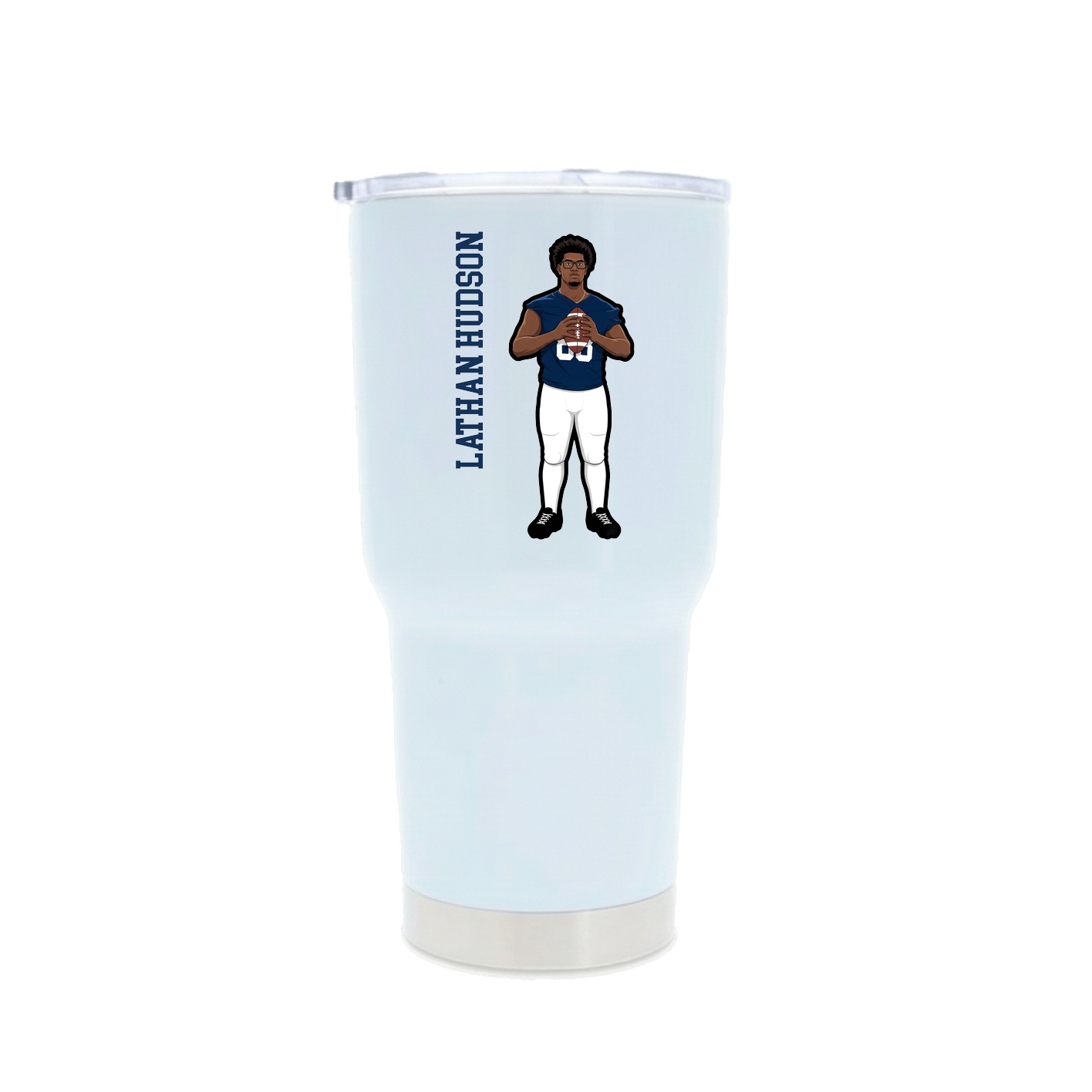 30oz Stainless Steel Tumbler — Name Vertical in White