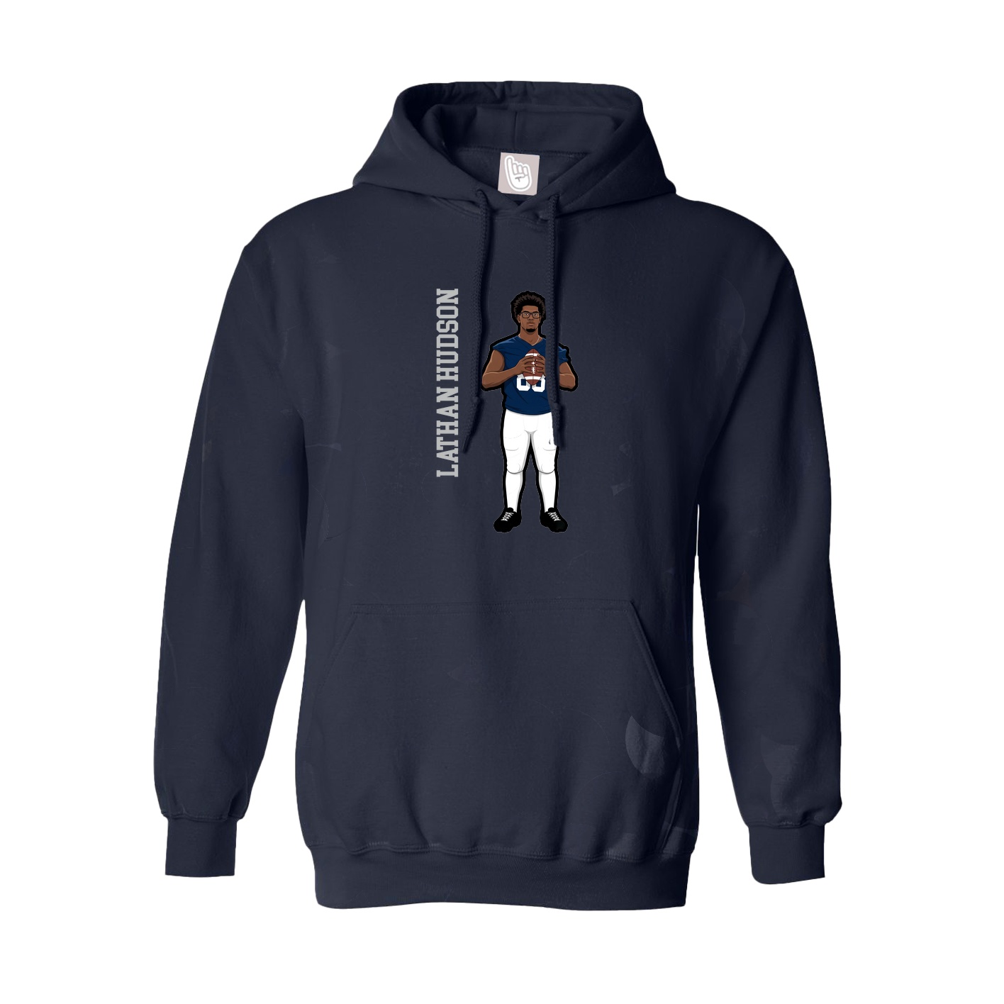 Hoodie — Name Vertical in Navy