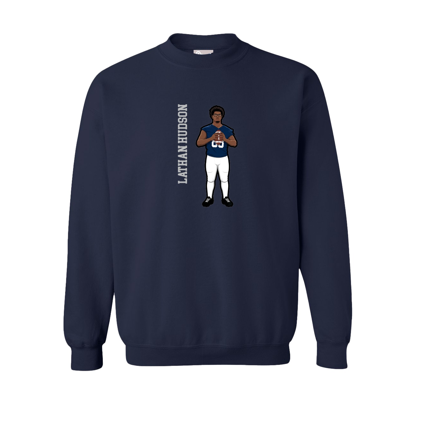 Fleece Crew — Name Vertical in Navy